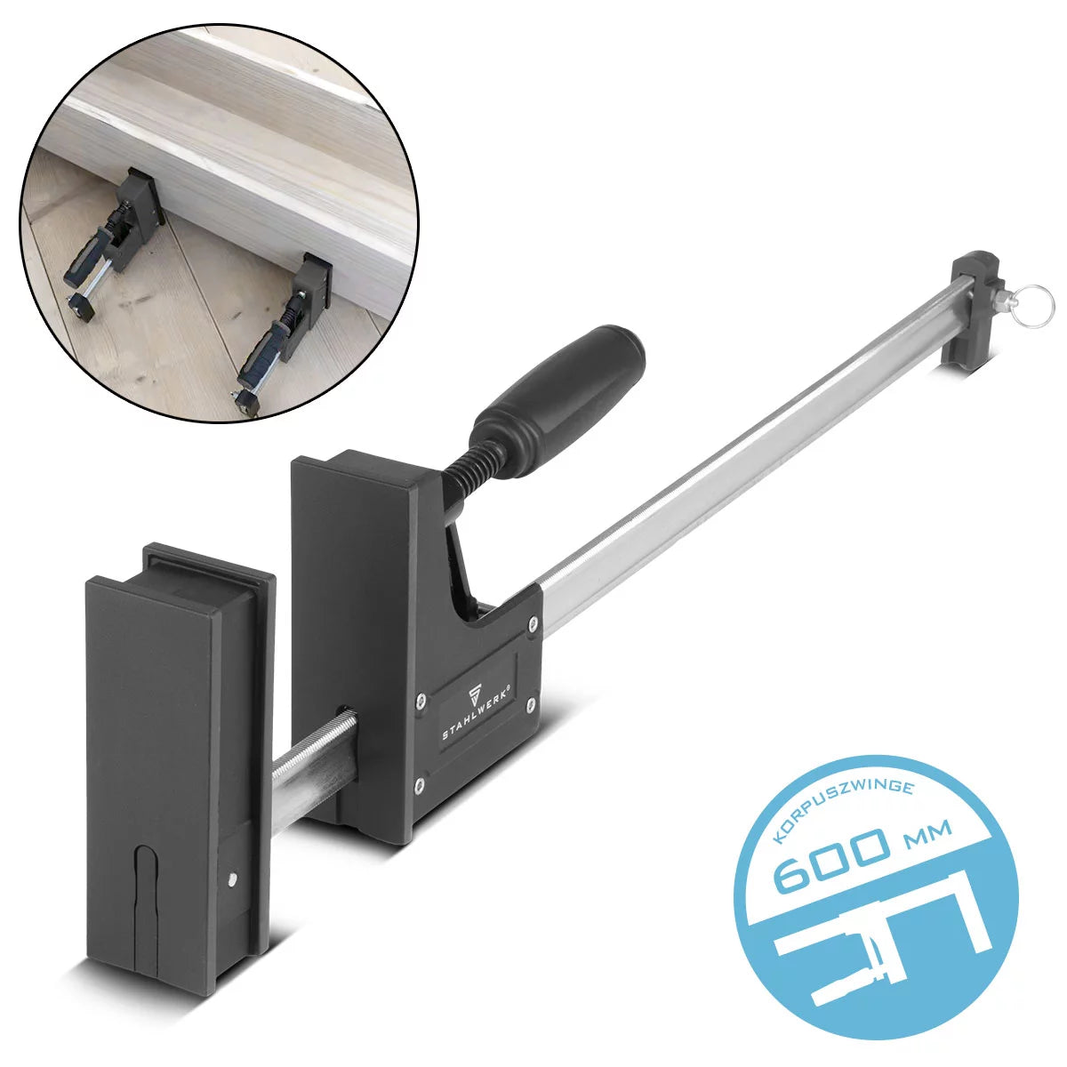 Pinces de corpus Steelworks 95x600 mm / 24 "| Pince à vis puissante avec 650 kg de puissance de serrage | Pince de serrage avec une grande surface de contact pour la fixation des pièces | Clamp stable 600 mm, profondeur de serrage de 95 mm