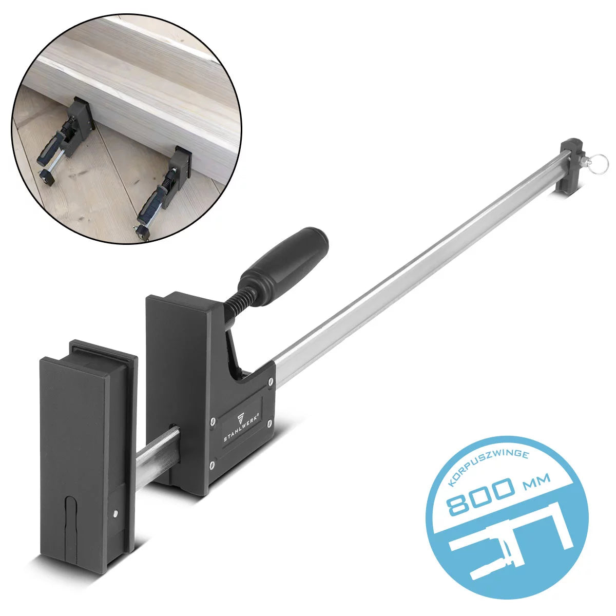 Pinces de corpus Steelwork 95x800 mm / 32 "| Pince à vis puissante avec 650 kg de puissance de serrage | Pince de serrage avec grande surface de contact pour fixer les pièces | Composé stable 800 mm, profondeur de serrage de 95 mm