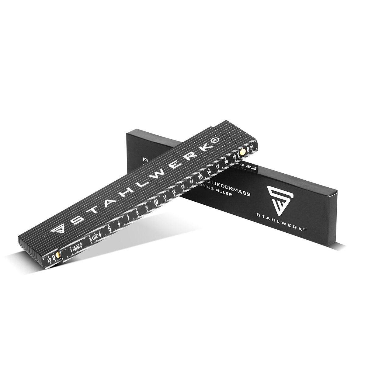 STAHLWERK Zollstock 3 Meter präziser Kunststoff-Gliedermaßstab | Meterstab | Maßstab | Maßband | Metermaß mit gut ablesbaren metrischen Ziffern