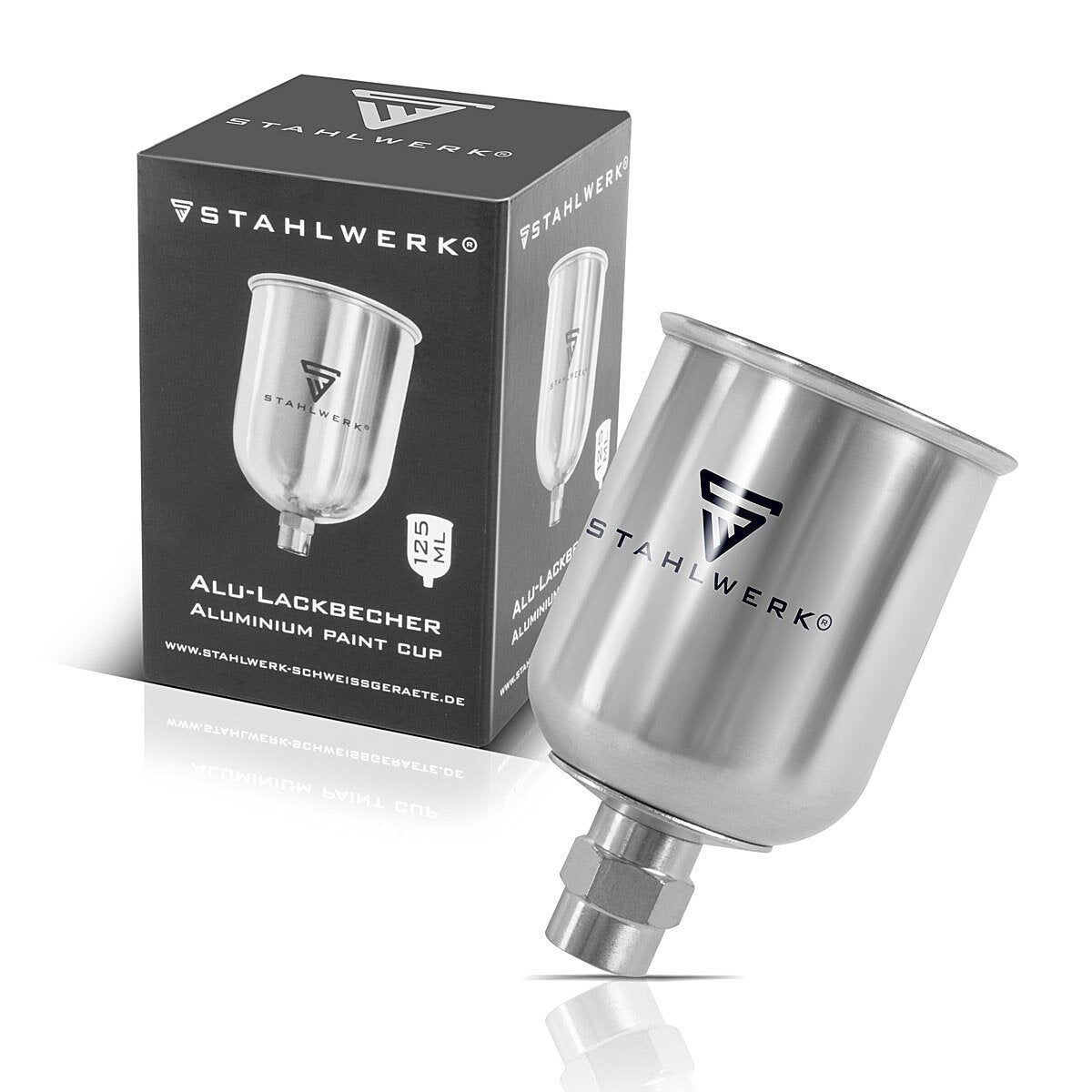 STAHLWERK Alu Lackbecher / Fließbecher 125 ml Farbbecher für Lackierpistole / Spritzpistole / Sprühpistole / Spraypistole