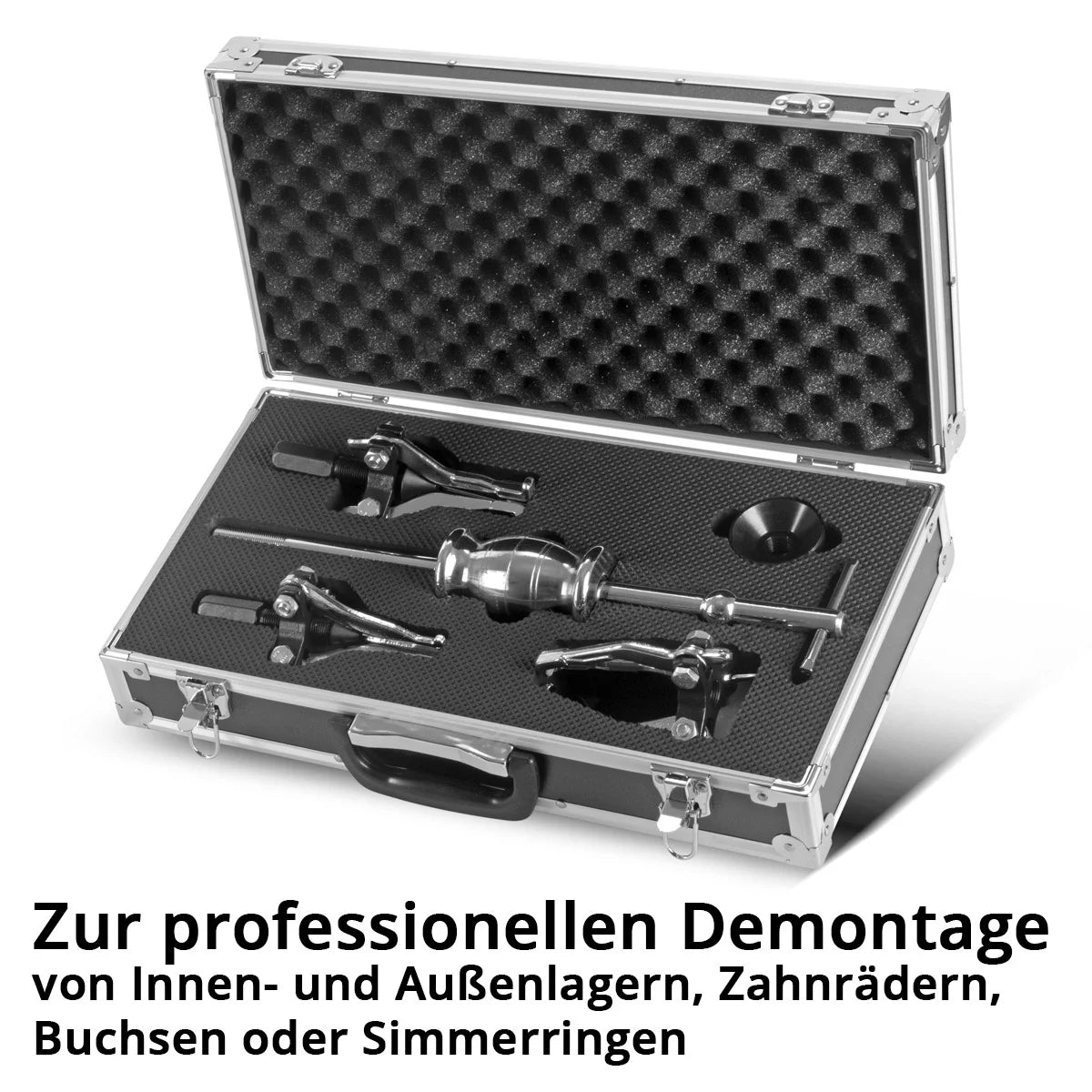 STAHLWERK Lagerabzieher Set mit Gleithammer 5-teiliger Abzieher Satz | Spezial-Werkzeug zur professionellen Demontage von Innen- und Außenlagern, Zahnrädern, Buchsen und Simmerringen