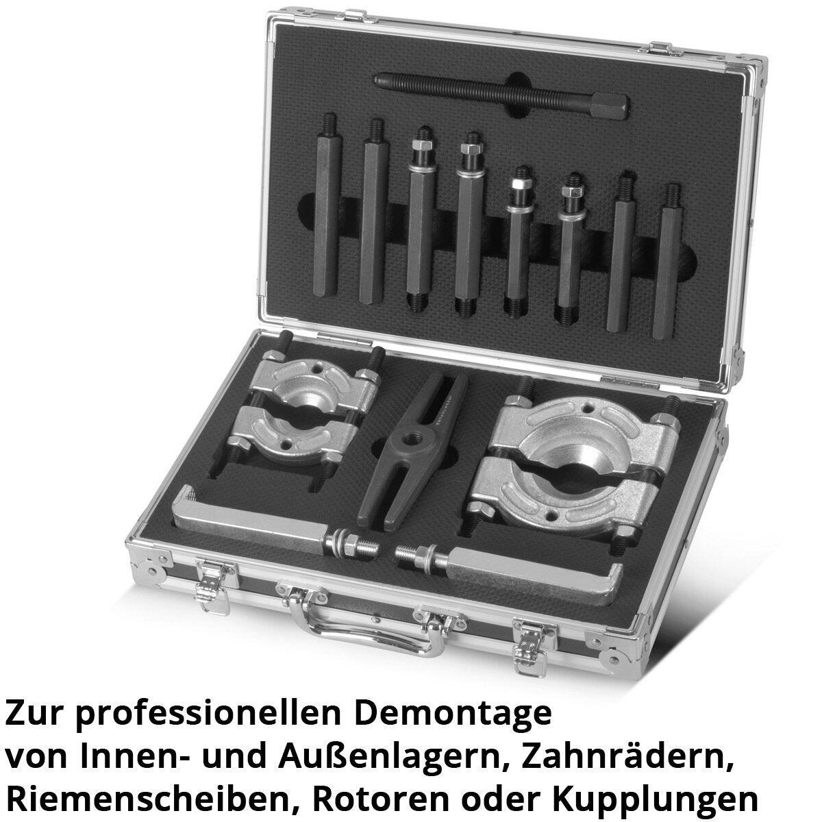 STAHLWERK Lagerabzieher-Set 14-teiliger Abzieher Satz | Spezial-Werkzeug zur professionellen Demontage von Innen- und Außenlagern, Zahnrädern, Riemenscheiben, Rotoren oder Kupplungen