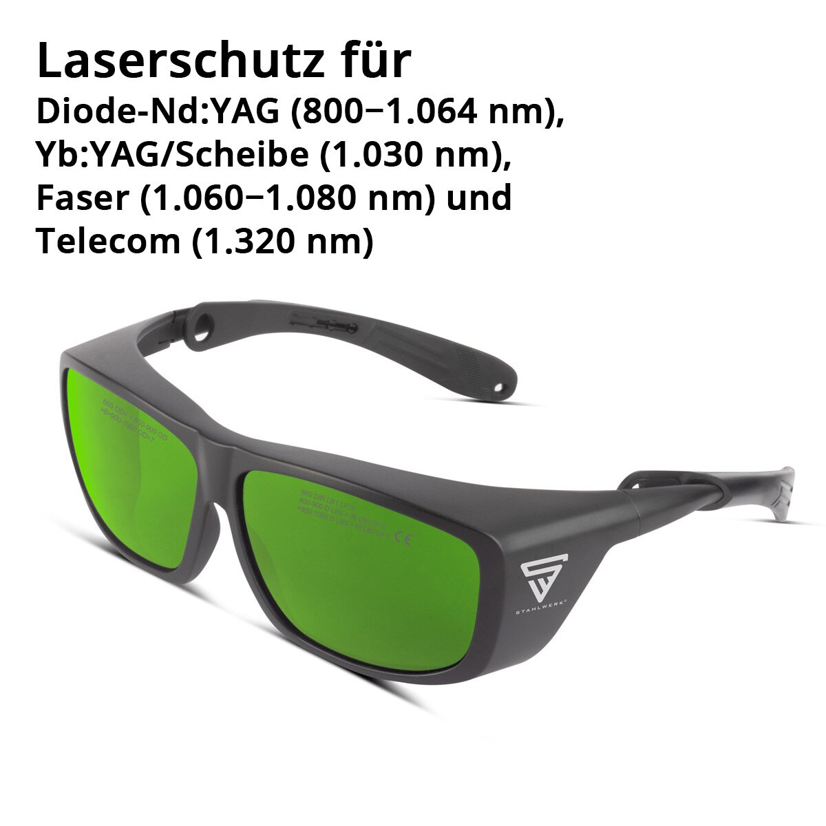 STAHLWERK Laserschutzbrille | Laserbrille | Schutzbrille | Augenschutz nach DIN EN 207 für Arbeiten mit Lasern in einem Wellenlängenbereich von 800 - 1.320 nm