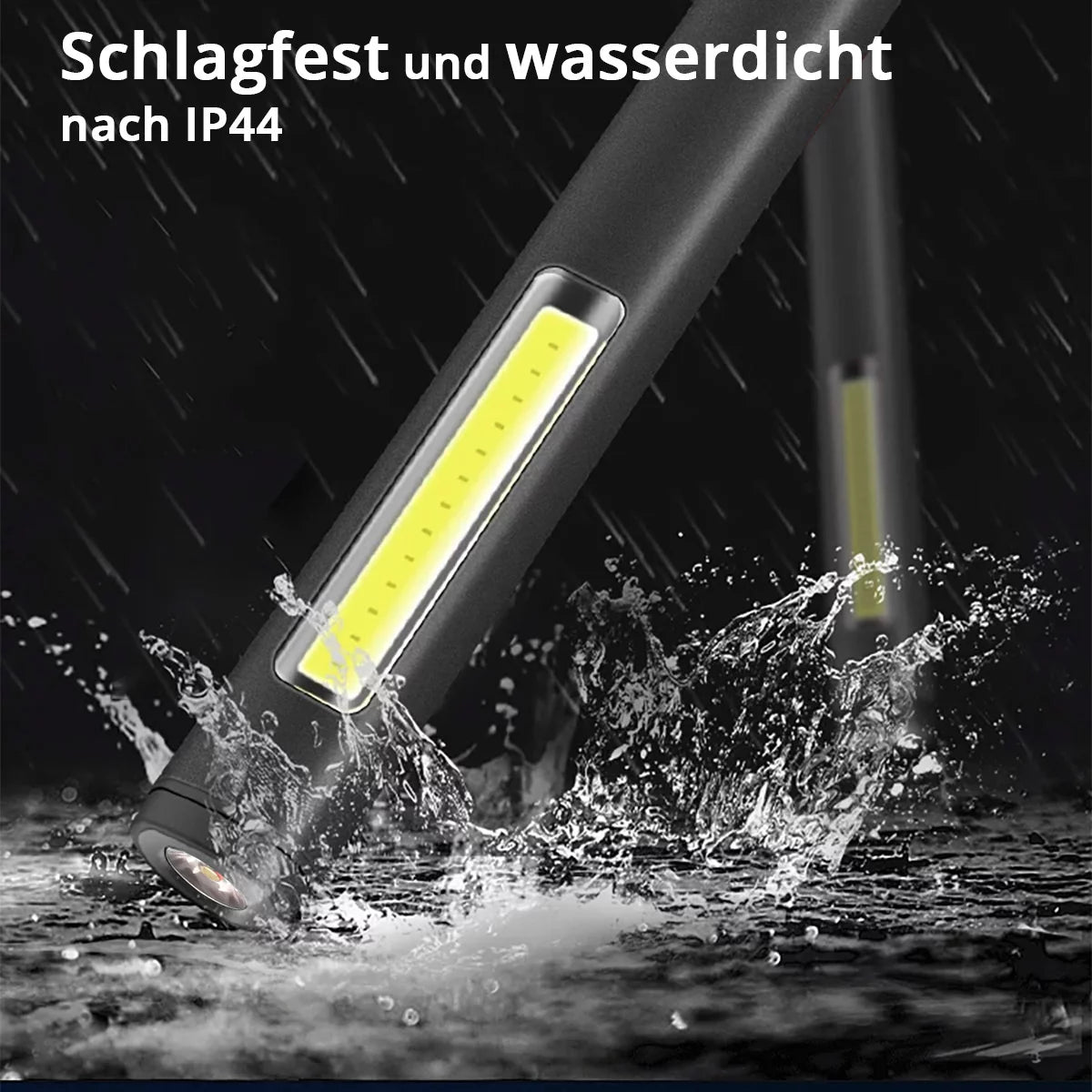 Luz de trabajo LED de Steelworks | Potente lámpara estable con linterna COB | Lámpara de taller con soporte magnético | Conexión USB-C | Batería de 600 mAh | Rápidamente recargable | Lámpara LED universalmente utilizable