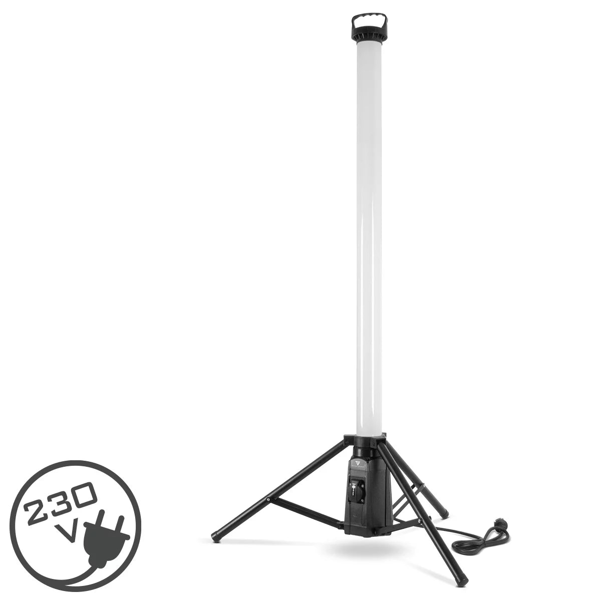 STAHLWERK 360° LED-Turm-Baustrahler TBS-100 ST | 100 Watt | 7.500 Lumen | 5.000 K Tageslichtfarbe | IP44 | Zusatzsteckdose 230 V | Robuste LED-Arbeitsleuchte