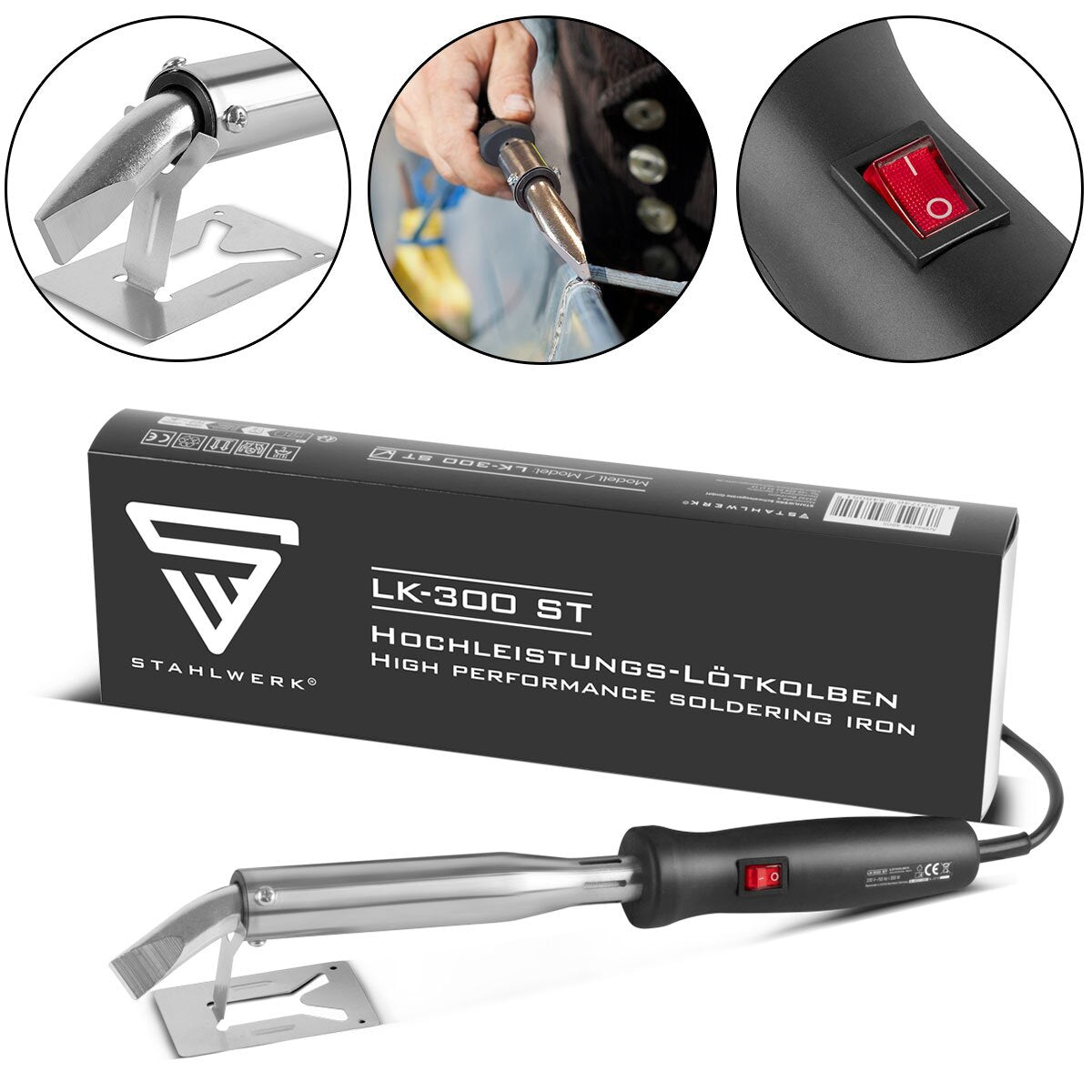 Pistón de votación de alto rendimiento de Steelworks LK-300 ST Soldado eléctrico Dispositivo | Lötstation | Pistola de línea con potencia de 300 W y temperatura superior de 500 ° C para soldar y liberar