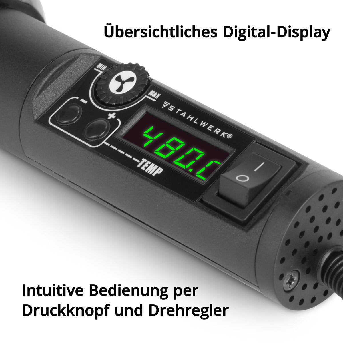Estación de soldadura de Stahlwerk Slumador de aire caliente HLG -480 ST con 700 W y 100 - 480 ° C Dispositivo de soldadura | Soldador | Pistola de loensión | Pistola de aire caliente para aire caliente, soldadura, reelaboración y agotamiento