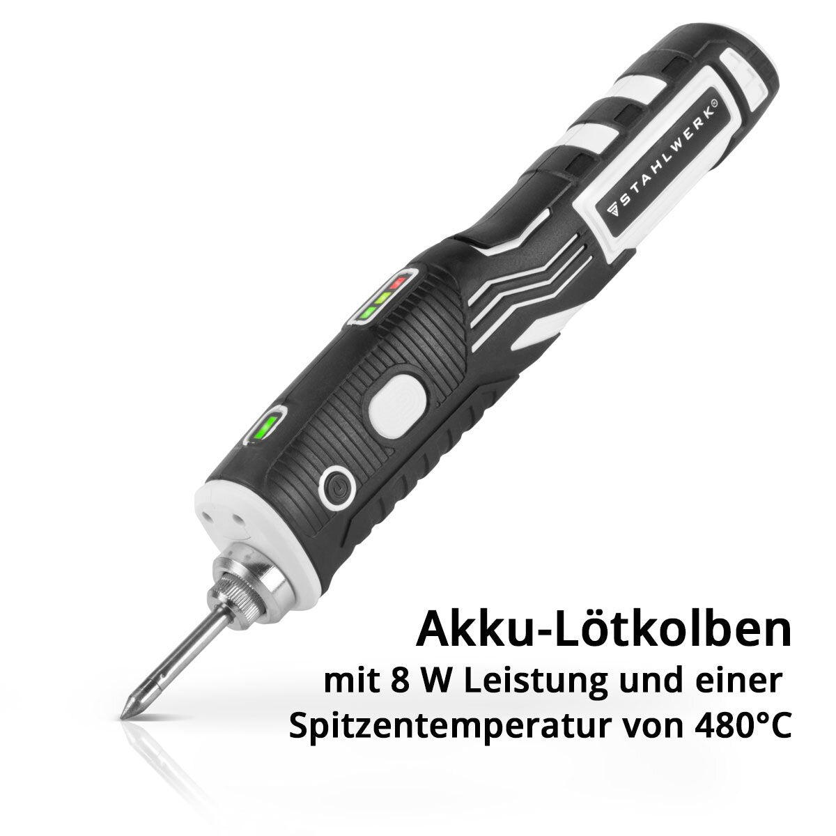 STAHLWERK Akku-Lötkolben BLK-8 ST mit 480°C Löttemperatur im Komplett-Set | USB-Lötstation | Lötgerät | Lötpistole mit Lötabsaugung, Lötkolbenreiniger und Lötpaste