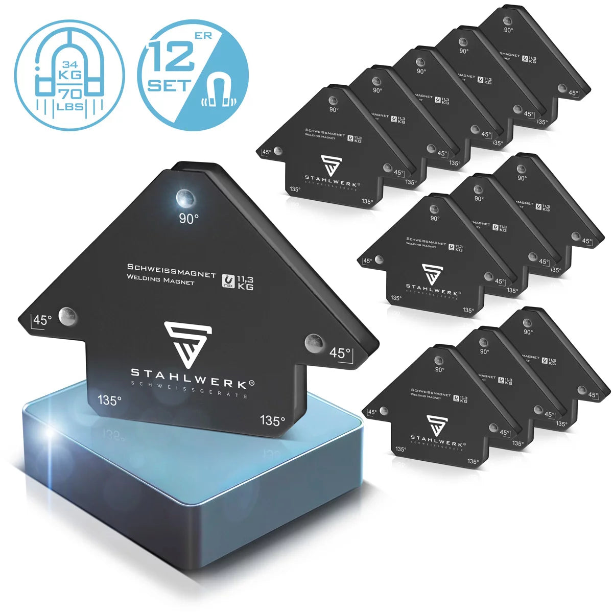 Steelworks 12 set magnete angolo di saldatura 11,3 kg 25 libbre magnete sudore