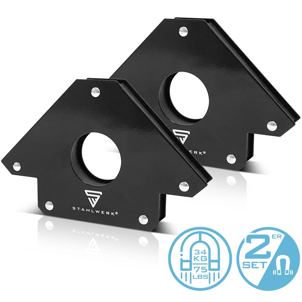 Steelworks 2 Set magnet saldatura angolo di saldatura 34 kg | 75 libbre magnete di saldatura pratica | Angolo magnetico | Posizionatori di saldatura con forte adesione