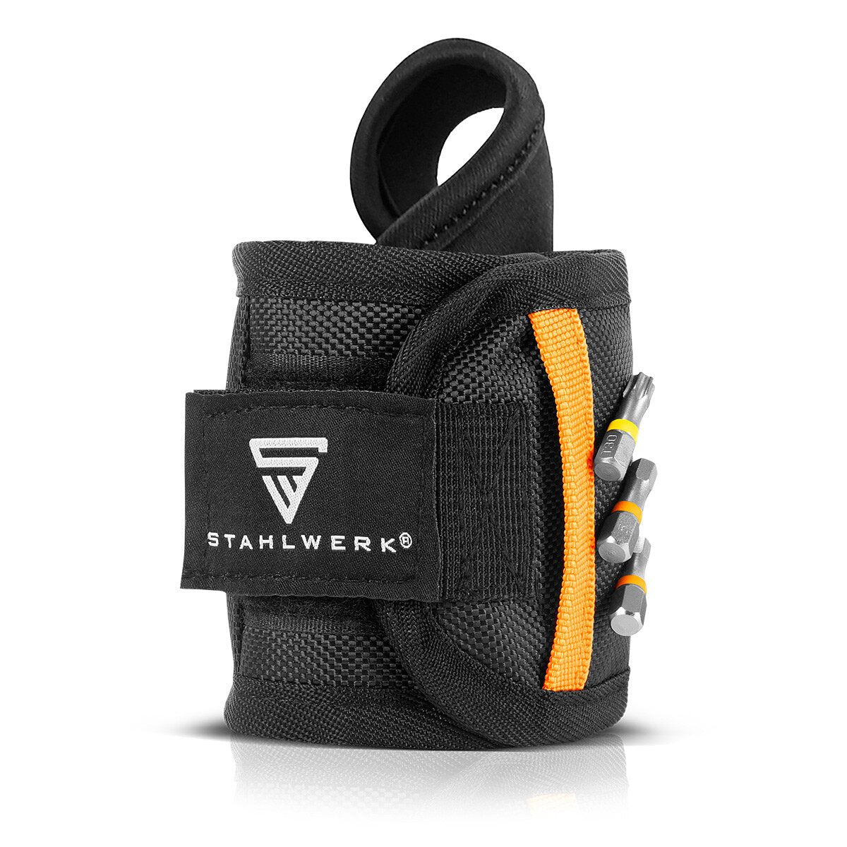 Bracelet aimant Stahlwerk pour la maison et les artisans | Bracelet magnétique avec fixation velcro pour la fixation au poignet ou à la courroie pour les vis, les ongles, les bits et les petites pièces magnétiques