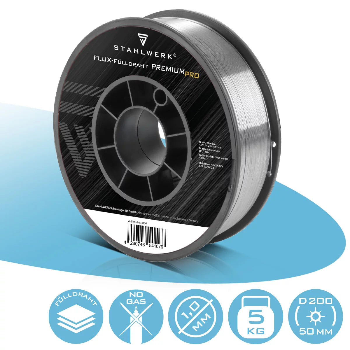 MIG MAG Premium Film Wire E71T-GS Ø 1,0 mm S200 / D200 Rôle 5 kg