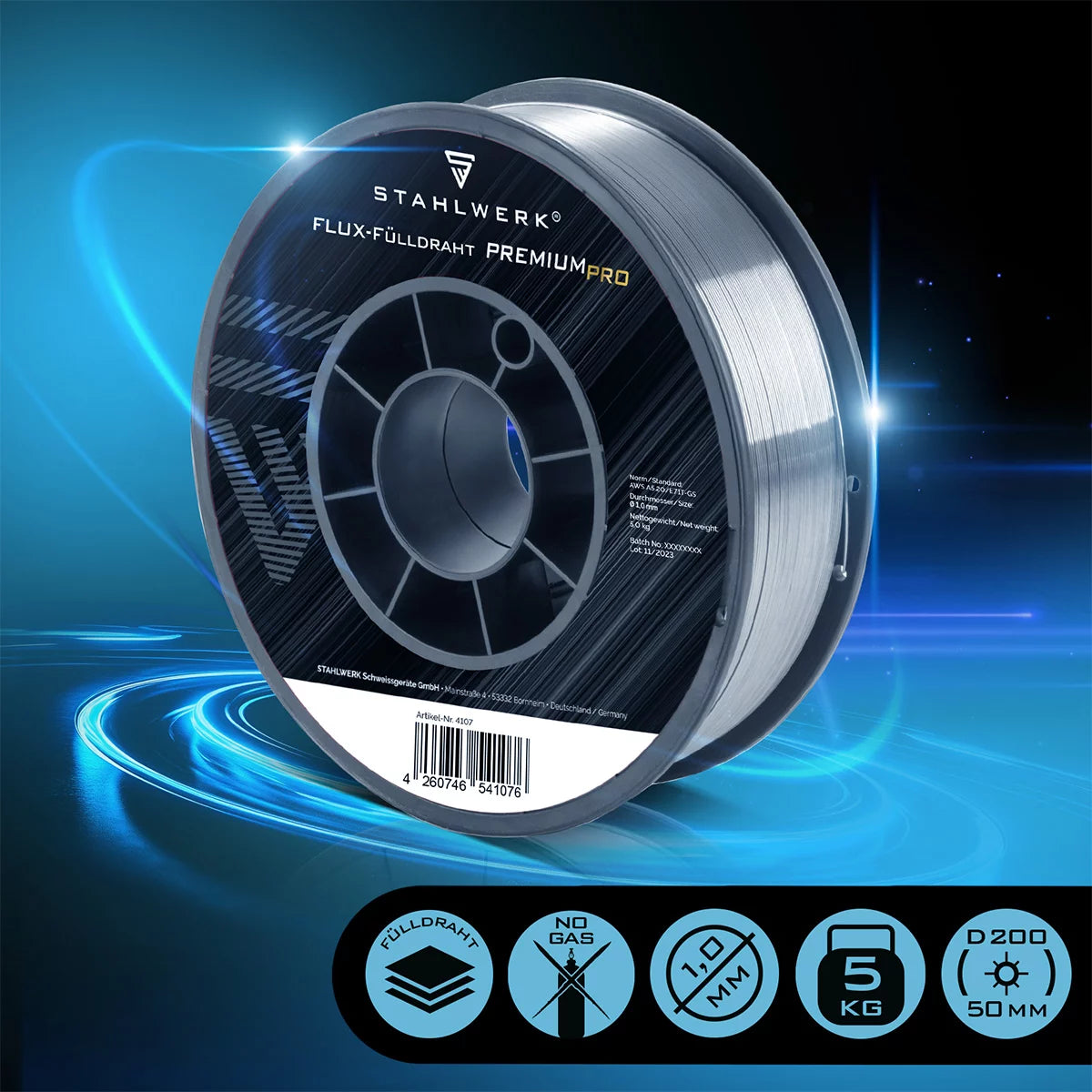 MIG MAG Premium Film Wire E71T-GS Ø 1,0 mm S200 / D200 Rôle 5 kg