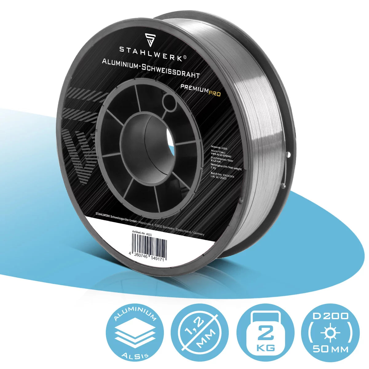 Çelik İşçiliği Mig MAG Premium Alüminyum Kaynak Tel / Tel Roller4043 SI5 1.2 MM S200 / D200 Koruyucu Gazlı Alüminyum Kaynak Çalışmaları İçin 2 Kg