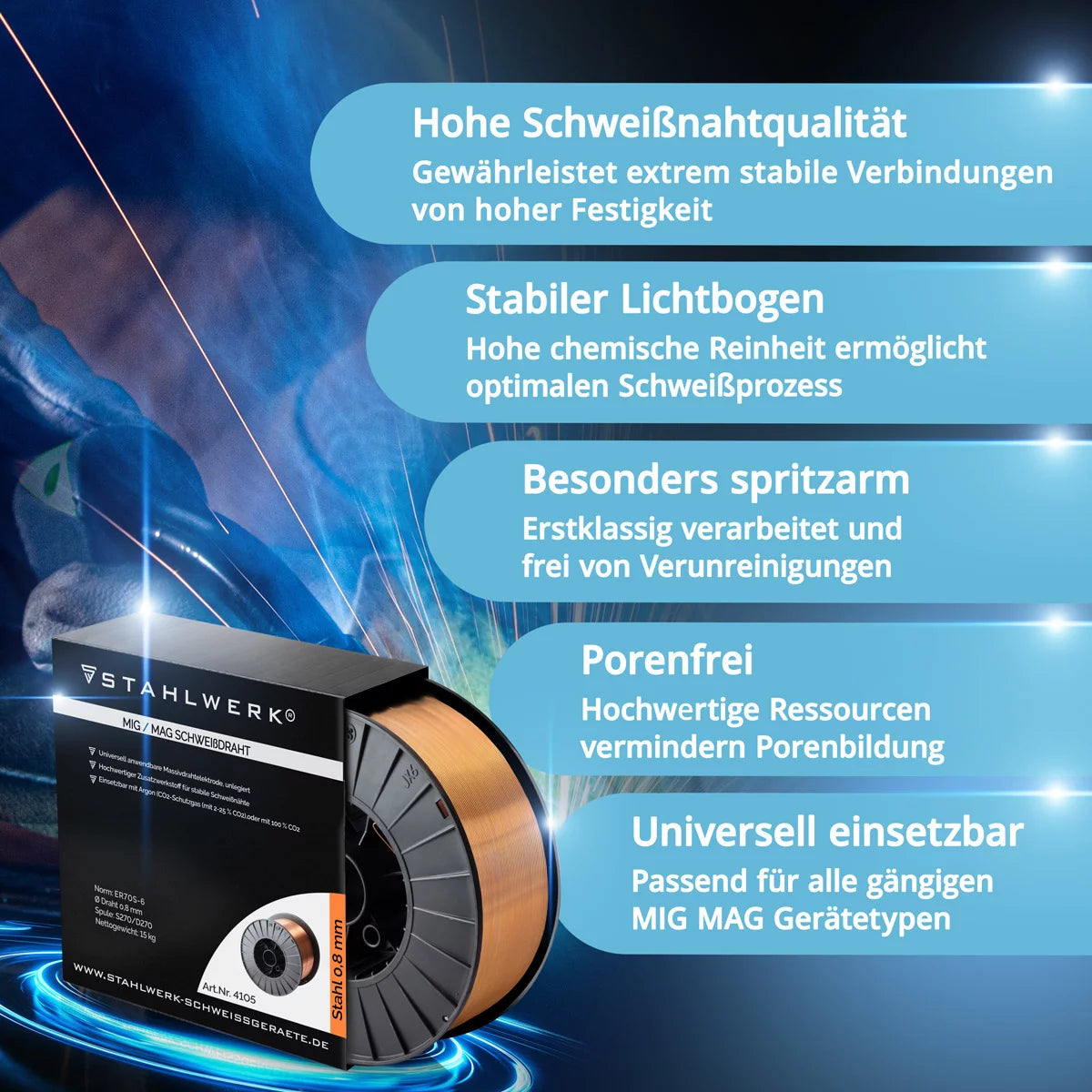 Çelik İşçiliği MAG Premium Kaynak Tel / Tel Rulo ER70S-6 SG2 0.8 MM S270 / D270 Koruyucu Gazlı Kaynak İşi için 15 Kg