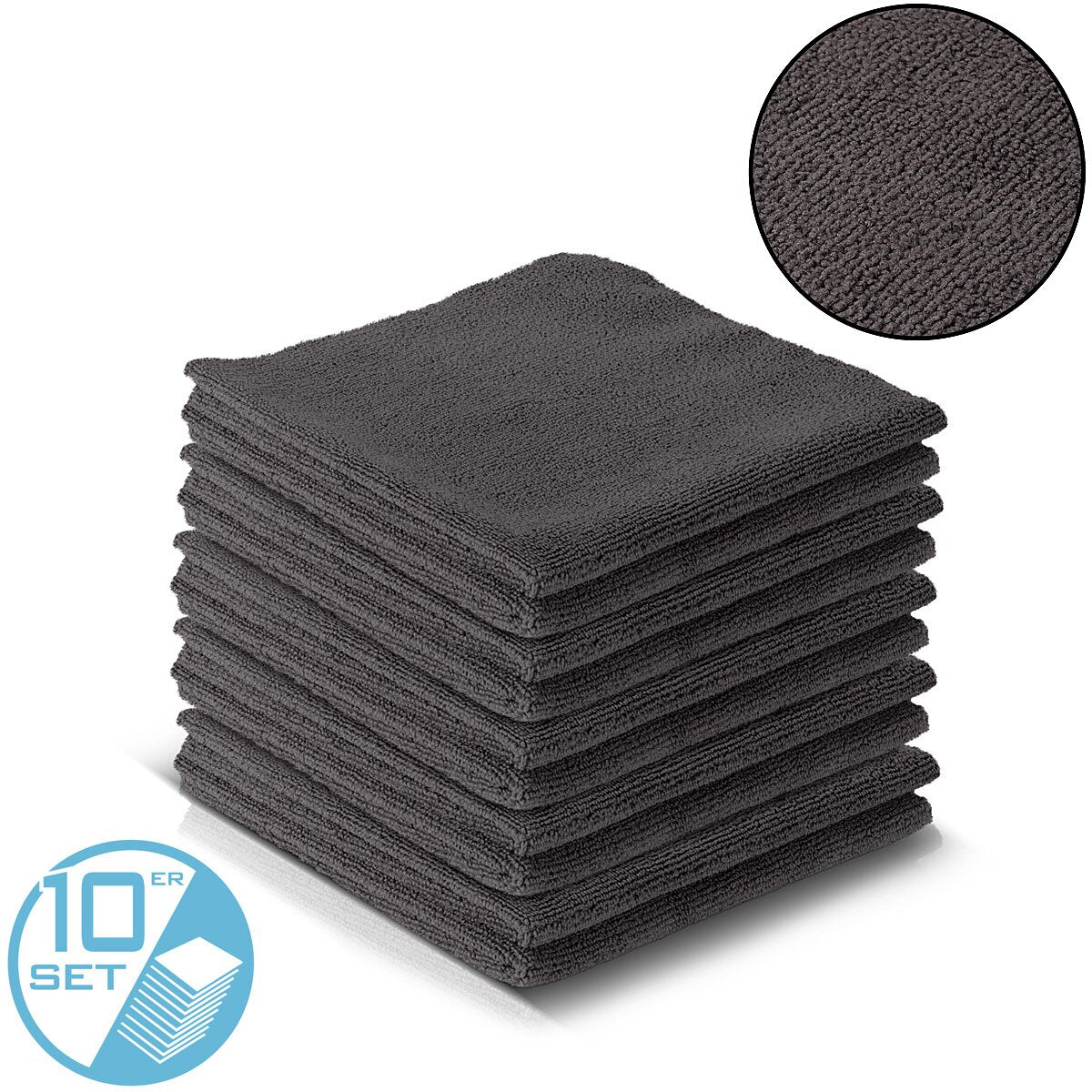 Steelworks Microfiber towel 10 Set 40 x 40 cm 300 GSM dry cloth | Temizlik bezi | Parlatma bezi | Temizlik bezi | Bakım Arama | Mikrofiber bez | siyah