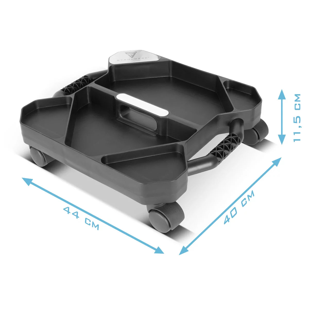 STAHLWERK workshop caddy RTC-100 ST | Mobile tool organizer | Small workshop trolley with 5 compartments | Trolley | Assembly aid | Compact tool box on wheels | Load capacity 45 kg