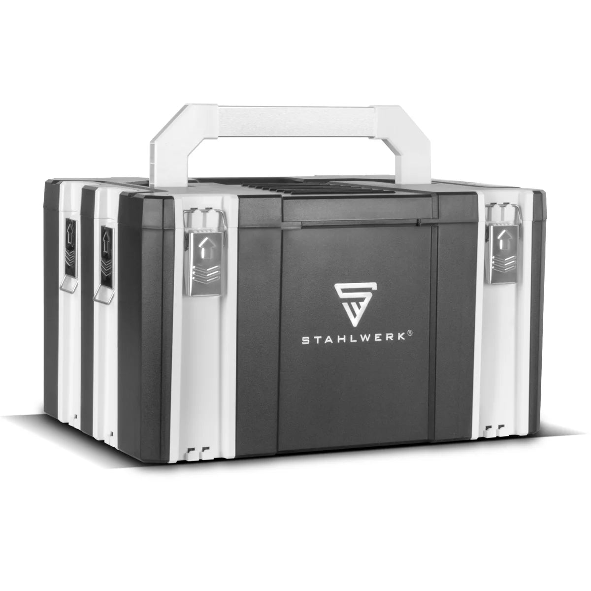 STAHLWERK Toolbox Set | 3 stackable tool boxes | Mobile tool organizer with drawer and rolling board | Flexible module system with robust assortment boxes | Tool trolley