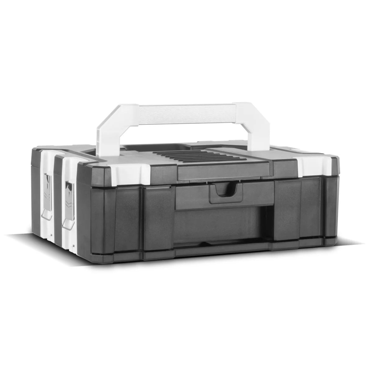 STAHLWERK Toolbox Set | 3 stackable tool boxes | Mobile tool organizer with drawer and rolling board | Flexible module system with robust assortment boxes | Tool trolley