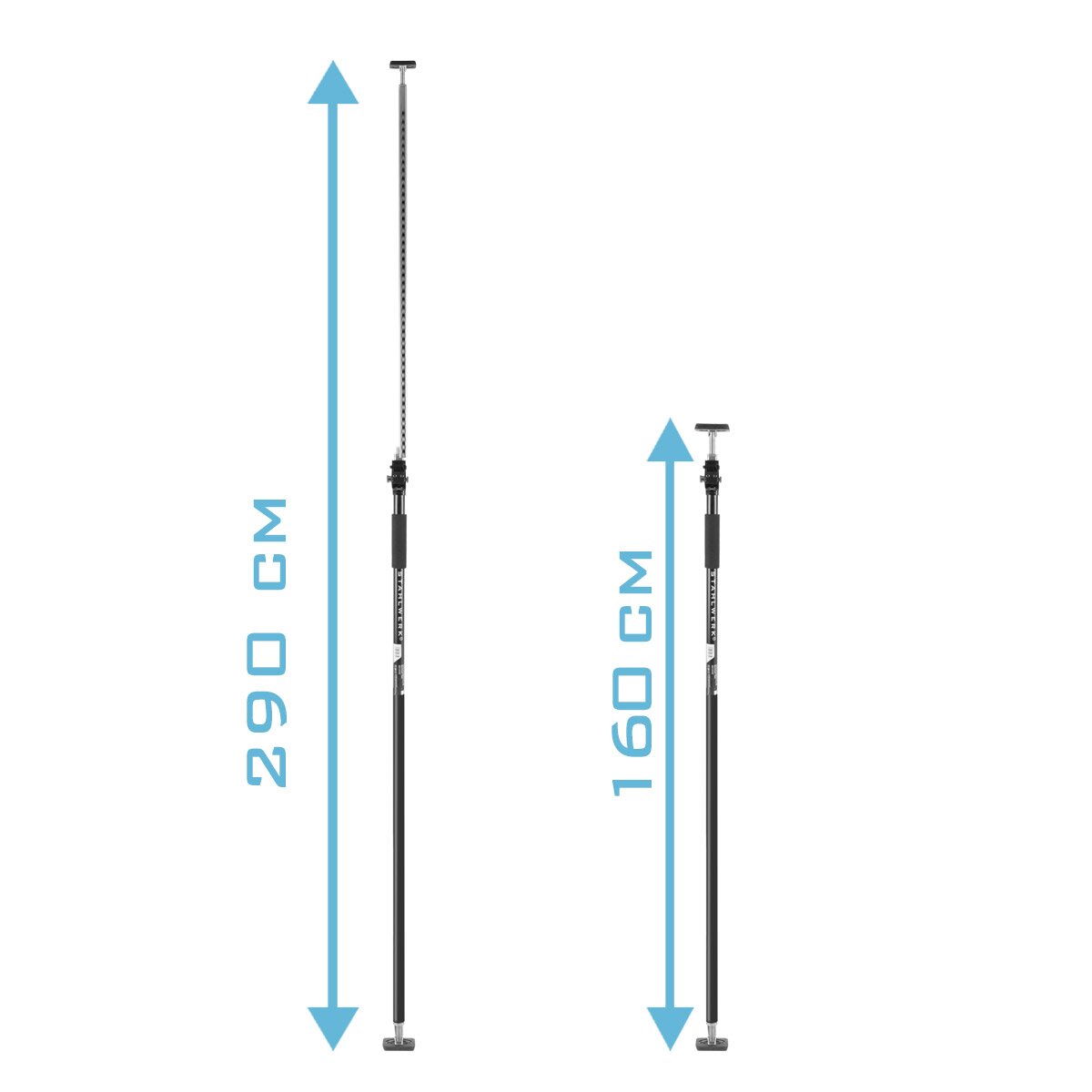 Soporte de montaje de Steelworks / soporte de edificios MH-290 ST 160-290 cm, capacidad de carga de 40 kg, soporte de techo robusto / soporte telescópico / soporte de tensión