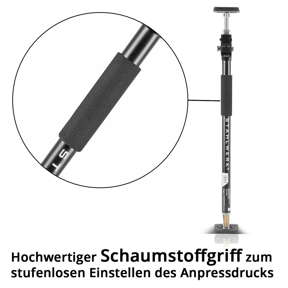 STAHLWERK Montagestütze | Baustütze MH-115 ST 2er Set 66-115 cm, 40 kg Tragkraft, robuster Türspanner | Teleskopstütze | Spannstütze