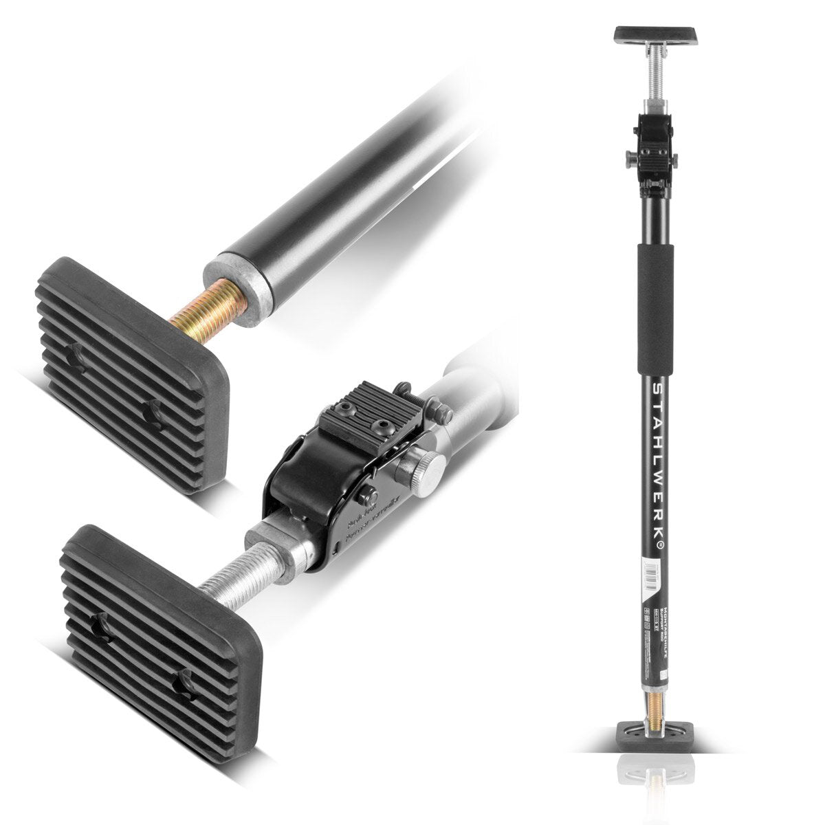 STAHLWERK Montagestütze | Baustütze MH-115 ST 2er Set 66-115 cm, 40 kg Tragkraft, robuster Türspanner | Teleskopstütze | Spannstütze