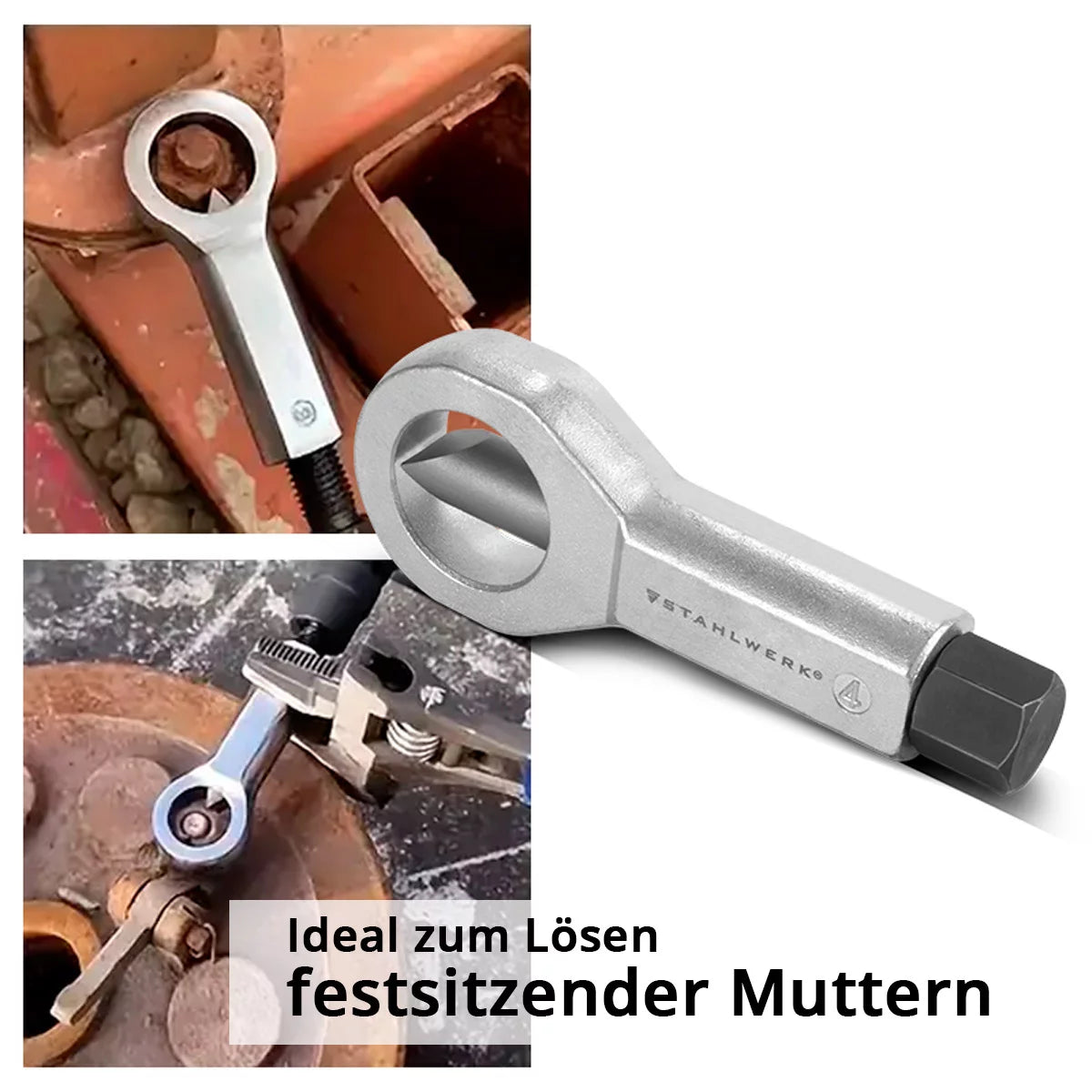 STAHLWERK Mutternsprenger Set 9-36 mm 4-teiliger Mutternsprenger Satz | Mutternlöser | Mutternöffner | Mutternspalter | Werkzeug zum Lösen festsitzender Muttern
