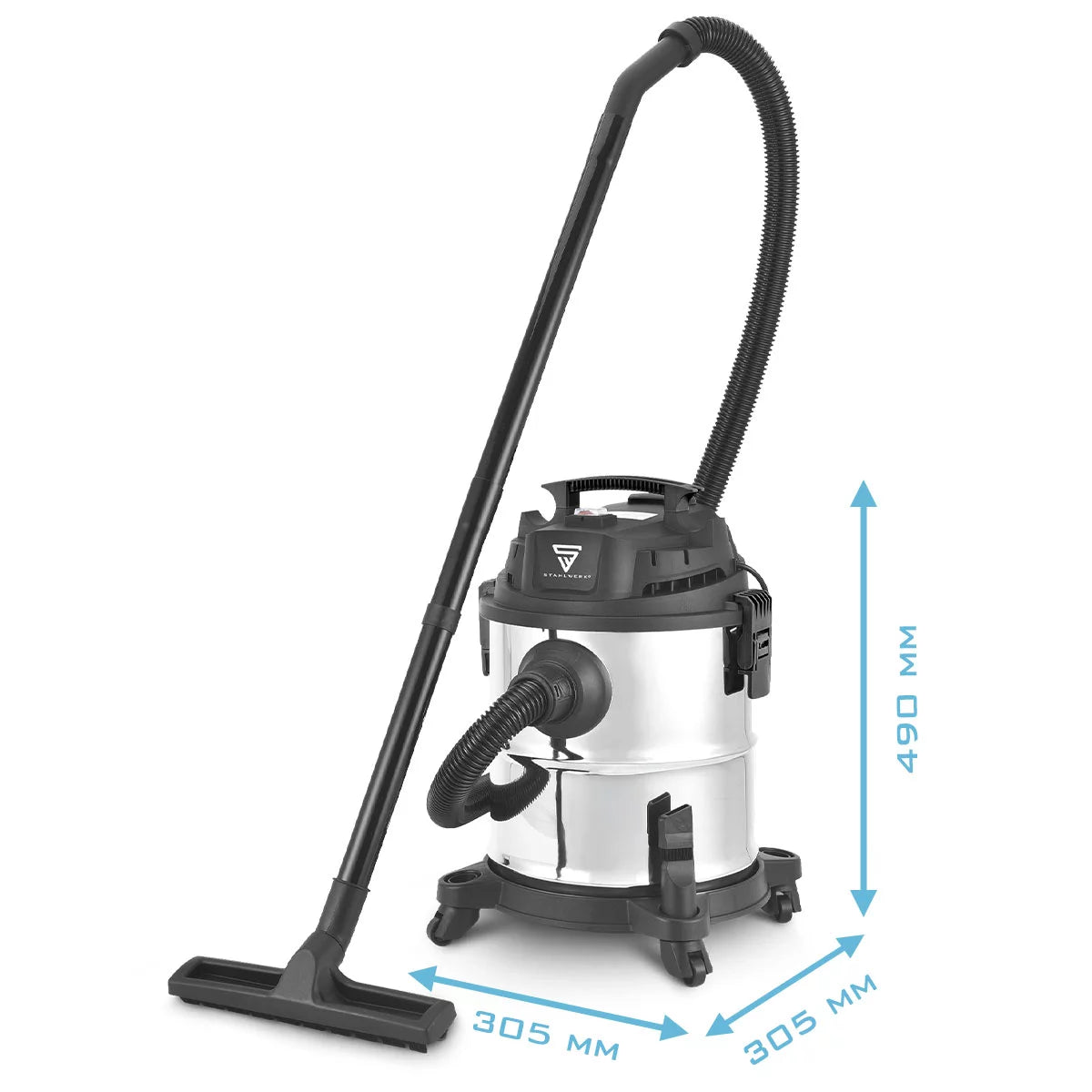 STAHLWERK wet and dry vacuum cleaner VCL-1200 ST | 1200 W workshop vacuum cleaner with 20 l metal container | Dust shaking and blowing function | Compact industrial vacuum cleaner for workshops, garages and construction sites