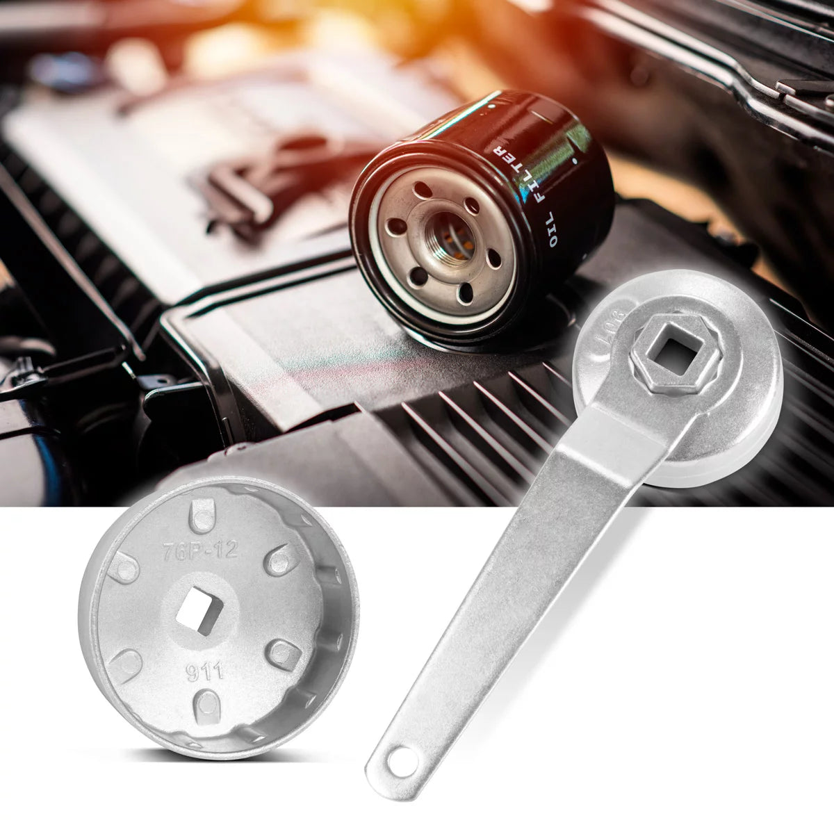 STAHLWERK Ölfilterschlüssel Set 23-teilig Ölwechselwerkzeug-Satz mit Ölfilterkappen-Satz aus Aluminium, Umschaltknarre und Ringschlüssel | Ölkappenschlüssel | Kfz-Spezialwerkzeug für Ölwechsel