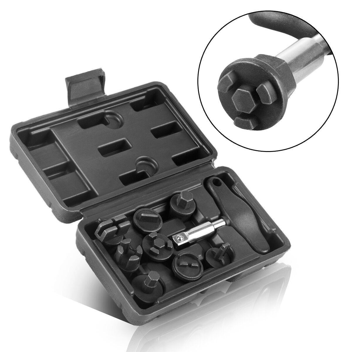 STAHLWERK Ölablass-Werkzeug Set 9 Teile | Ölwechsel-Werkzeug | Öldienst-Spezialprofil-Satz | Steckschlüssel-Satz für Kunststoff-Ölablassschrauben von BMW | DAF | Ford | GM | MAN | Mercedes | PSA | VAG