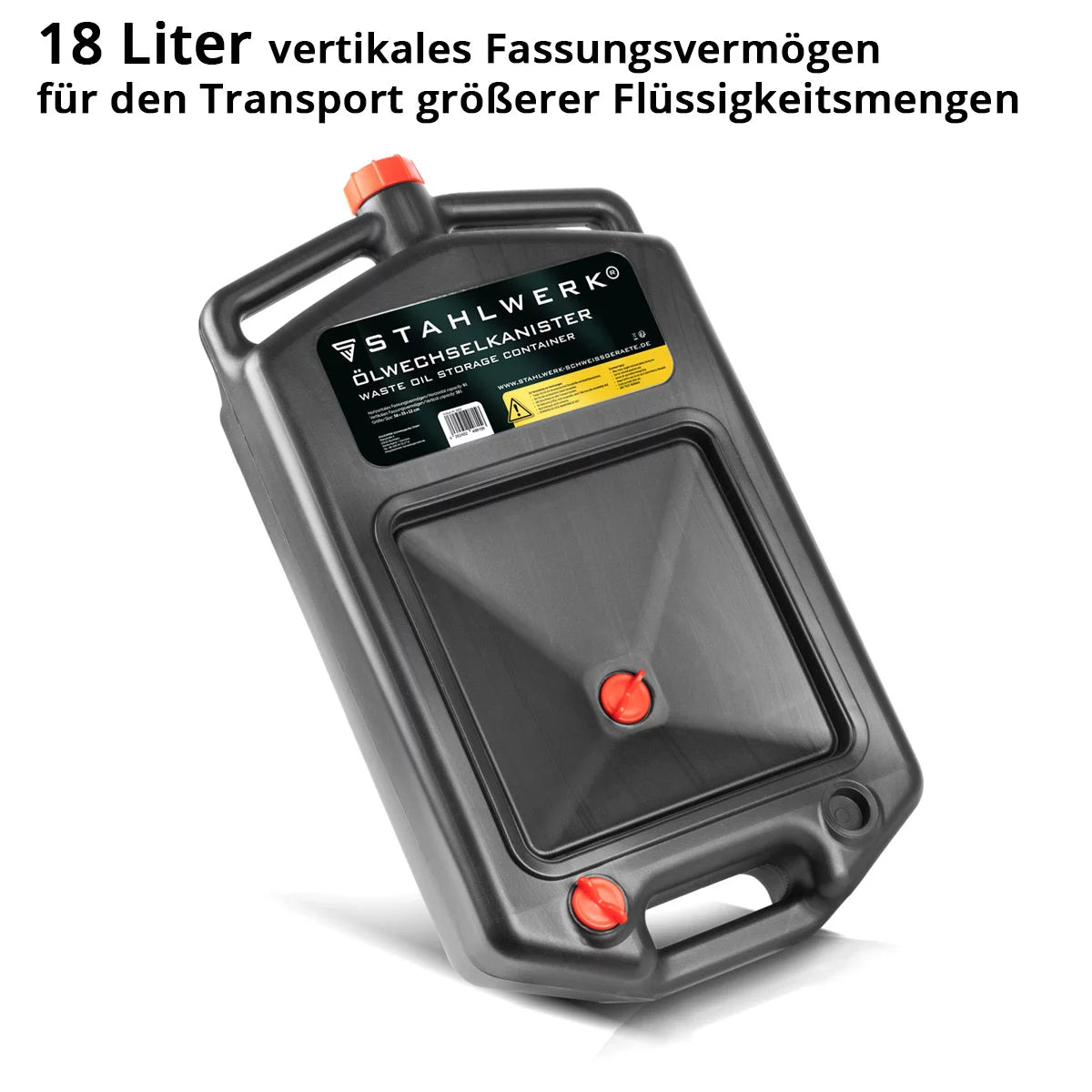 STAHLWERK Ölwechselkanister 10 L | Robuste Ölauffangwanne | Mobil und flexibel einsetzbar | Ölwanne mit Auffanghilfe | 2-in-1 Funktion - Öl- und Treibstoffkanister für Auto, Motorrad und Werkstatt