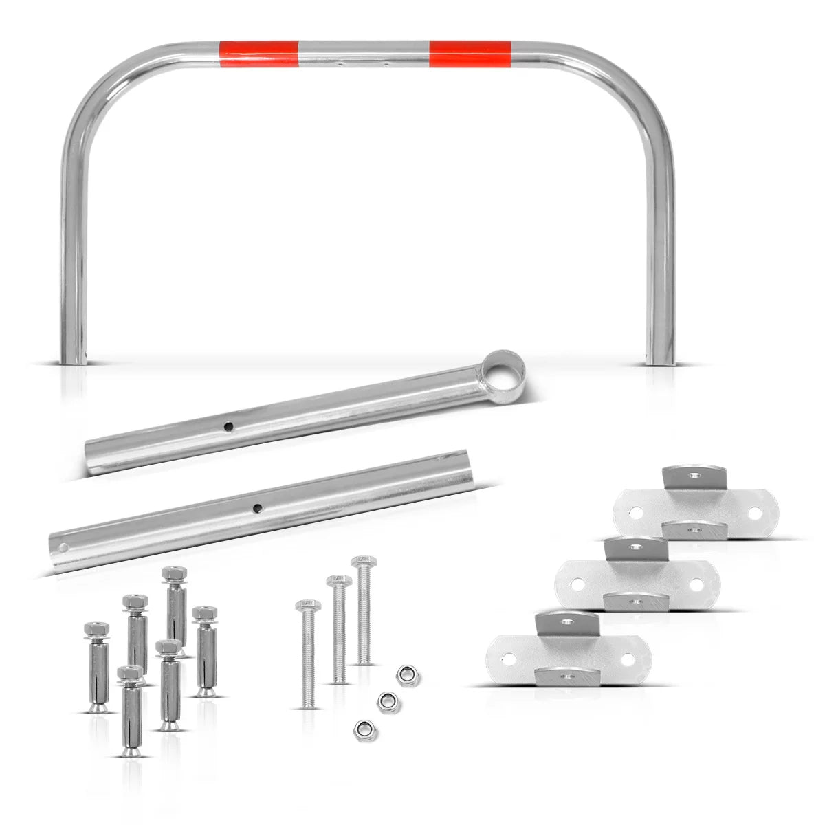 STAHLWERK Umlegbarer Parkbügel | klappbare Parkplatzsperre aus verzinktem Stahl | Parkplatzbügel in Signalfarbe zur Sicherung von Parkplätzen, Einfahrten, Ladezonen
