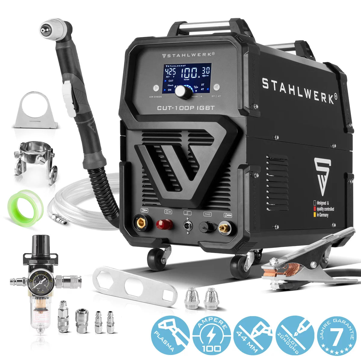 STAHLWERK CUT 100 P Digital Plasmaschneider mit 100 Ampere, Pilot-Zündung, bis 44 mm Schneidleistung, für Flugrost geeignet