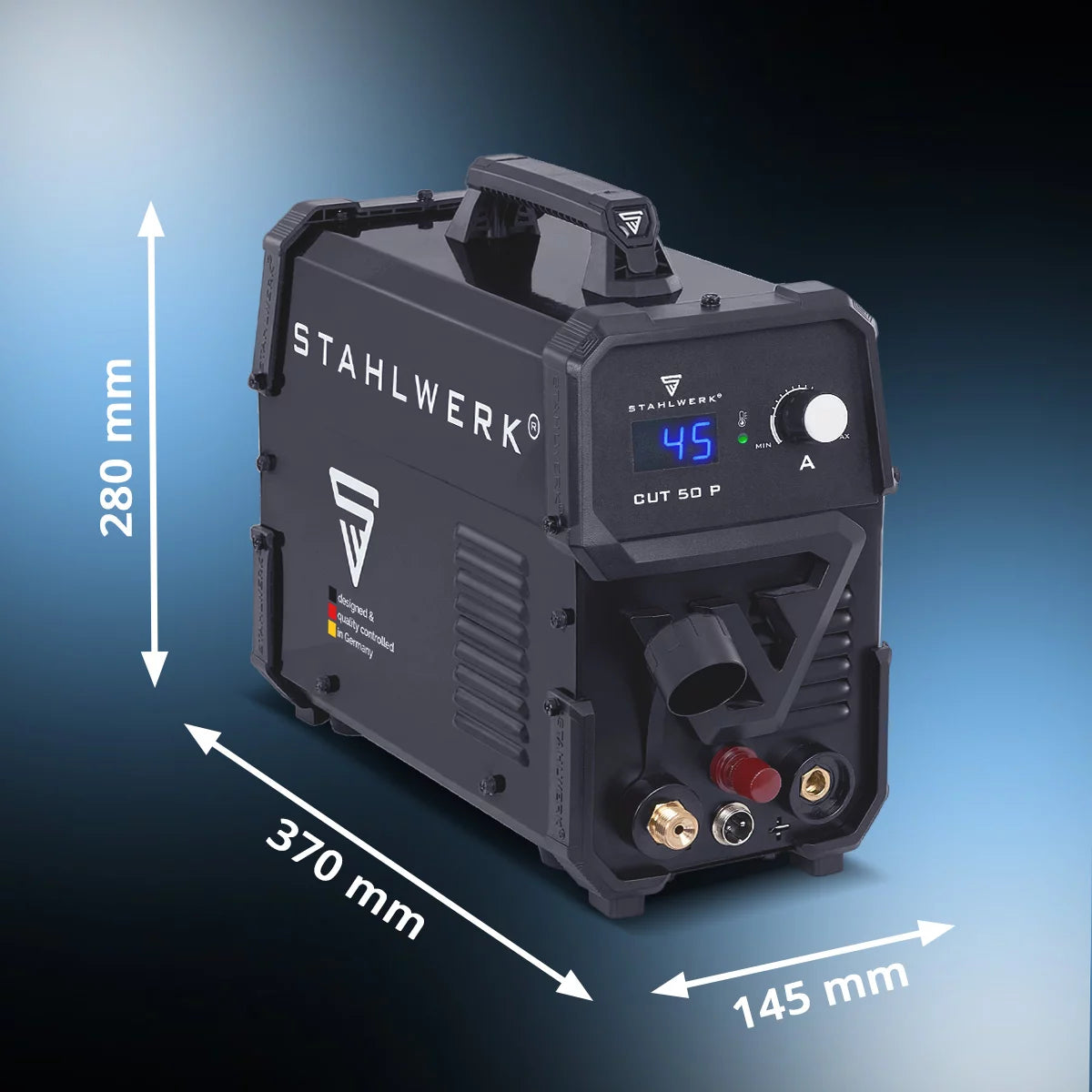 STAHLWERK plasma cutter CUT 50 P | 45A Inverter Plasma Cutter | HF pilot ignition | Digital display | Cutting performance up to 15 mm | Smart cooling