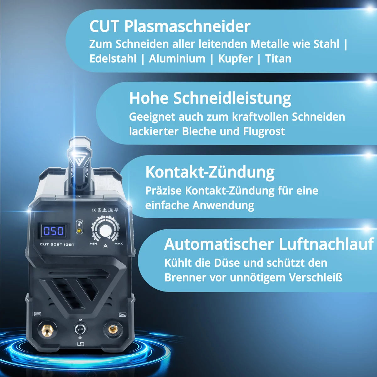 STAHLWERK Plasmaschneider CUT 50 ST IGBT / Plasmaschneidgerät mit 50 A und HF Kontaktzündung