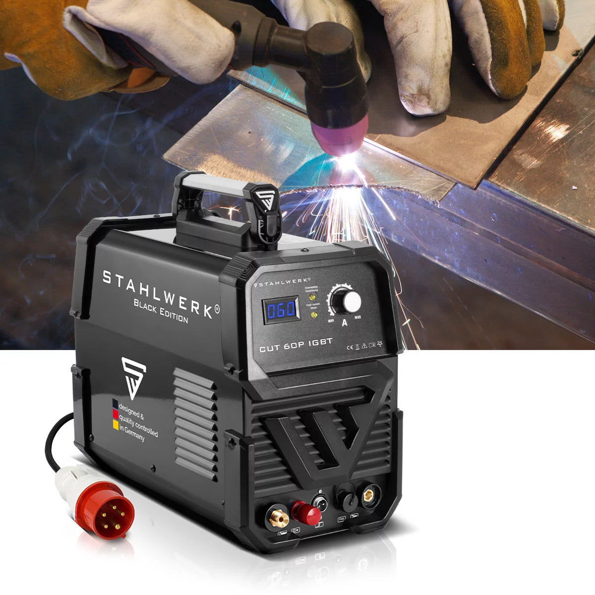 STAHLWERK CUT 60 Pilot IGBT Vollausstattung Plasmaschneider mit 60 Ampere Pilotzündung, bis 24 mm Schneidleistung, für lackierte Bleche & Flugrost