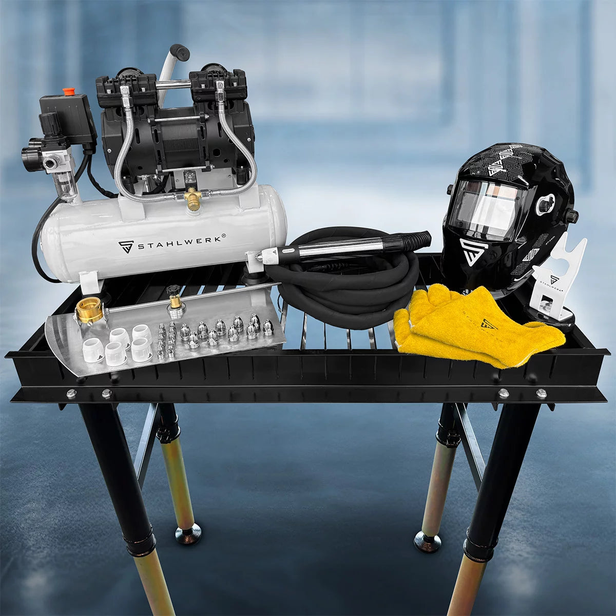 STAHLWERK Plasmaschneider CUT 60 ST IGBT - Vollausstattung / HF Zündung mit 60 Ampere bis 24mm Schneidleistung für Lackierte Bleche und Flugrost geeignet