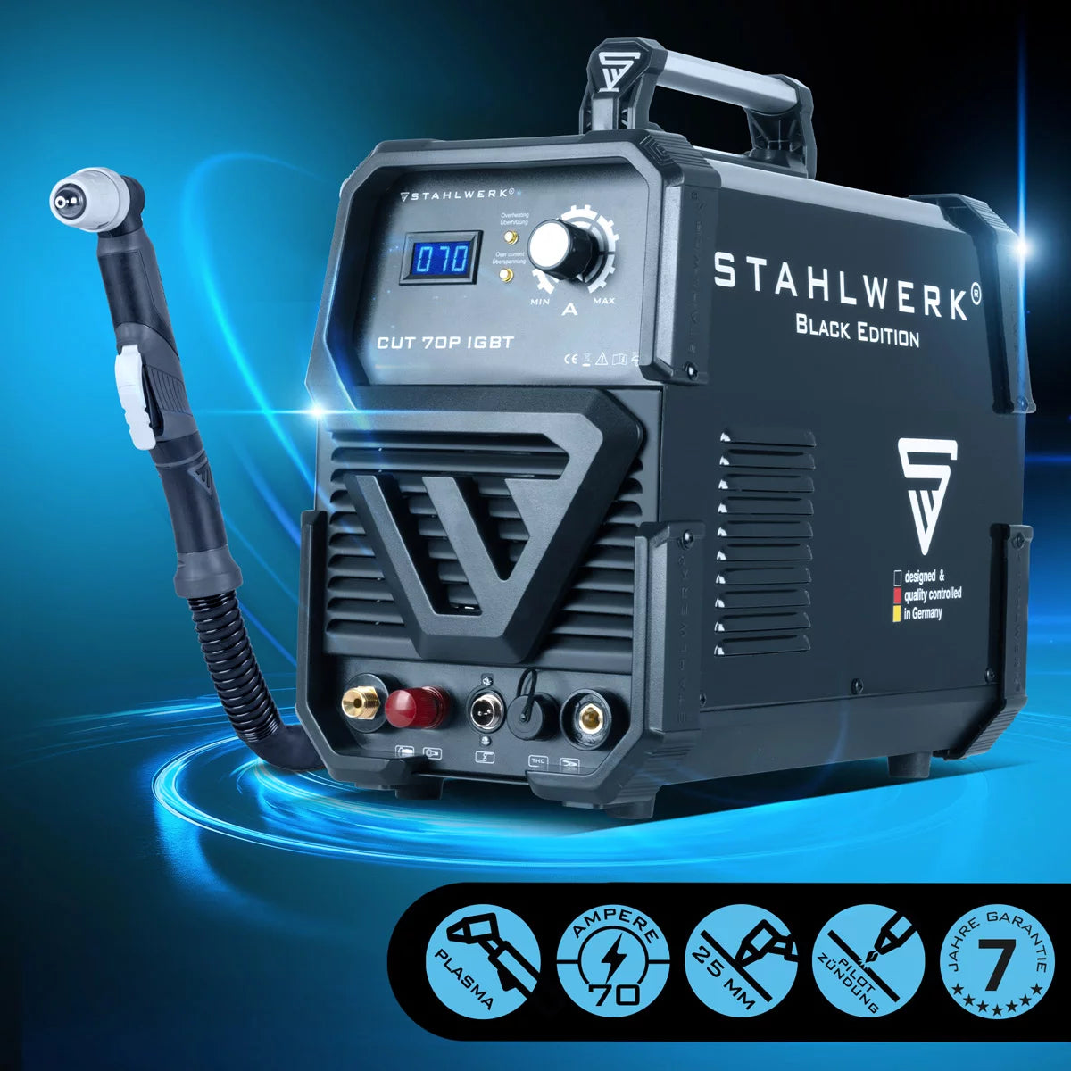 STAHLWERK CUT 70 P IGBT Plasmaschneider mit 70 Ampere Pilot-Zündung bis 25 mm Schneidleistung für Flugrost geeignet