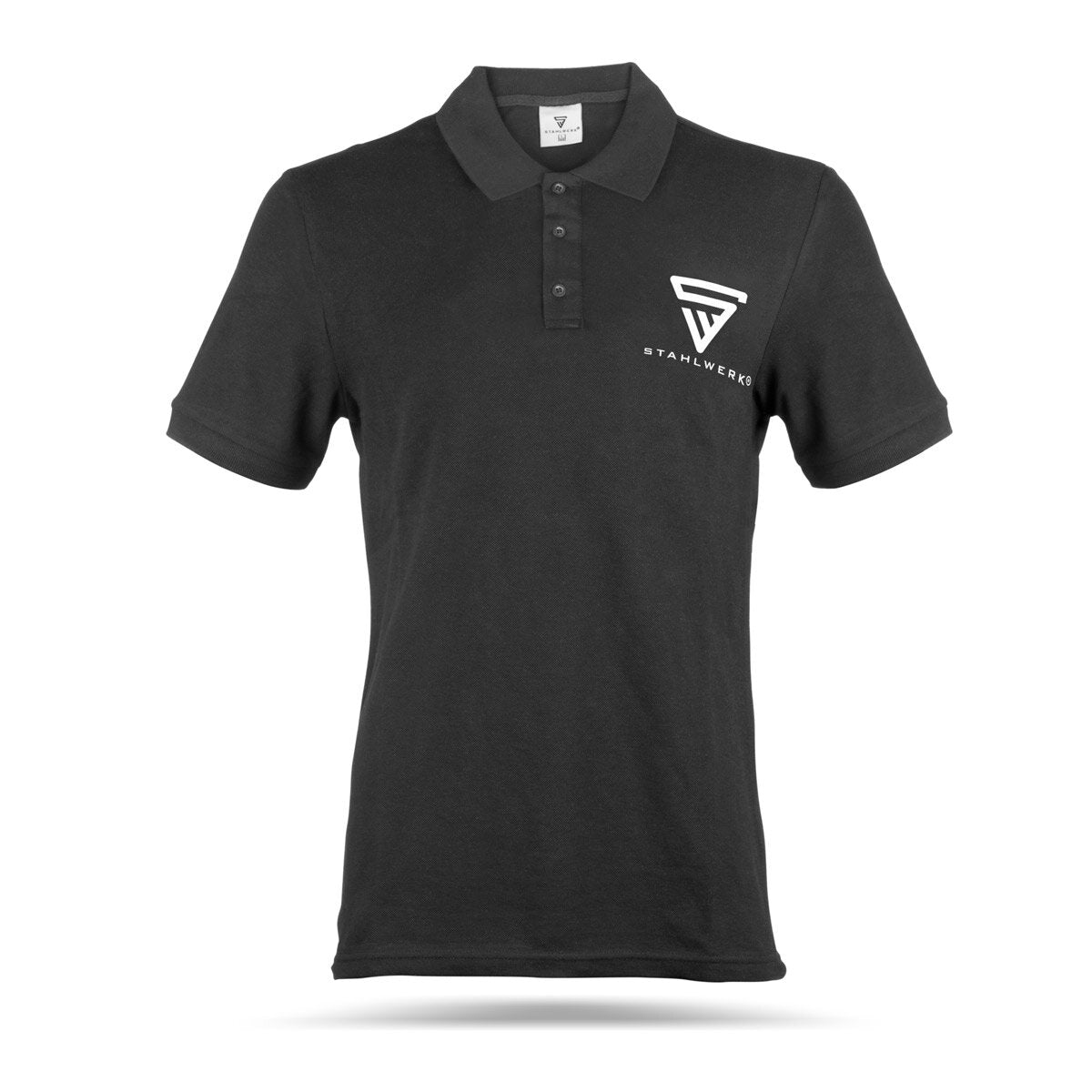 STAHLWERK Polo-Shirt Größe XL Schwarz Kurzarm Polo-Hemd mit Logo-Print aus 100% Baumwolle