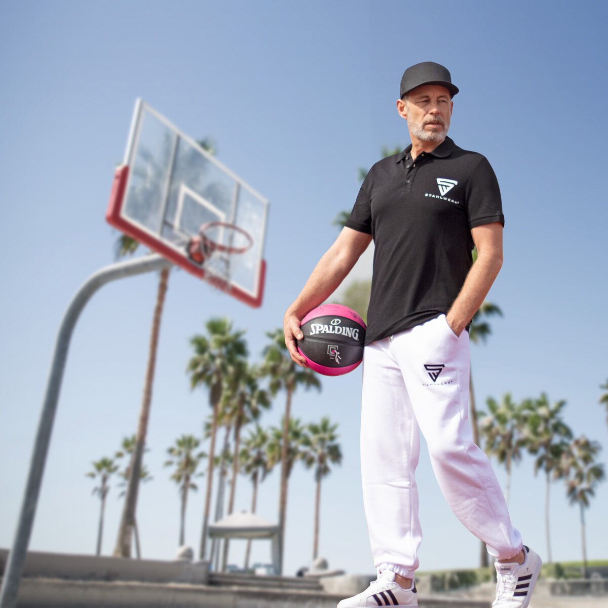 STAHLWERK Polo-Shirt Größe XL Schwarz Kurzarm Polo-Hemd mit Logo-Print aus 100% Baumwolle