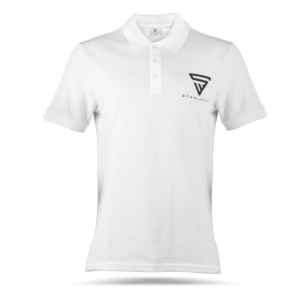 STAHLWERK Polo-Shirt Größe XXL Weiß Kurzarm Polo-Hemd mit Logo-Print aus 100% Baumwolle