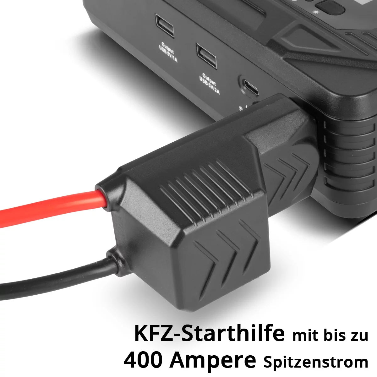STAHLWERK PB-1400 ST | Powerbank Starthilfe 400 A, 14.000 mAh | Für Benzin- und Dieselmotoren | Mobiler Kompressor mit 3,5 bar Arbeitsdruck und LED-Leuchte | USB-Ladegerät und Starthilfe in einem