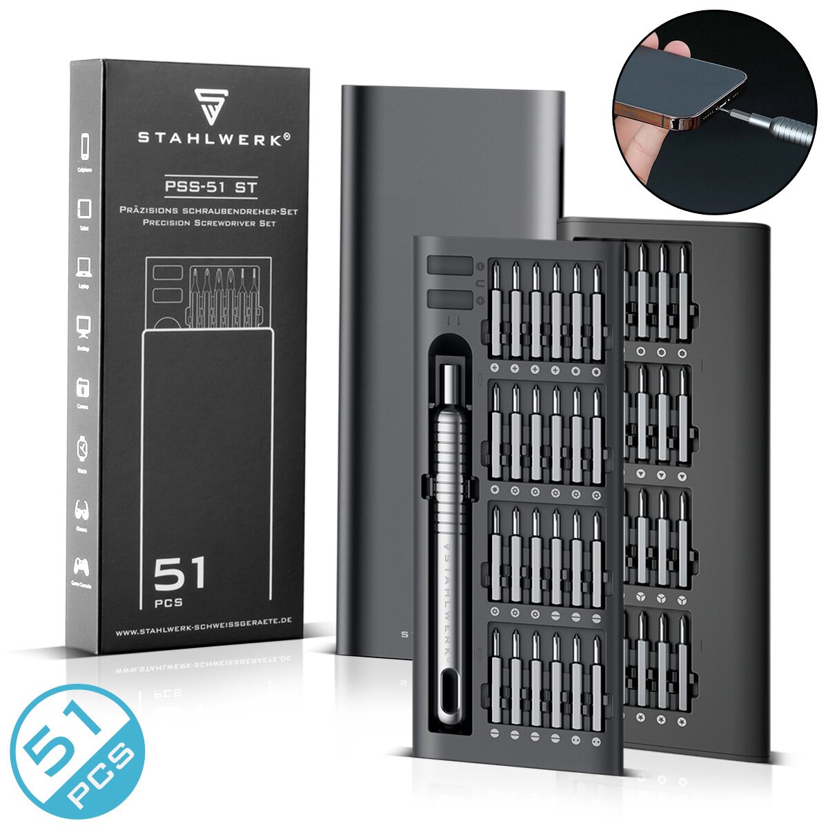 Ensemble de tournevis de précision en acierworks PSS-51 ST 51 PIEE MÉCANIQUE FINE SET | De beaux outils | Convertisseur de fine ruisseau | Tournevis fins avec ensemble de bit chrome-vanadium