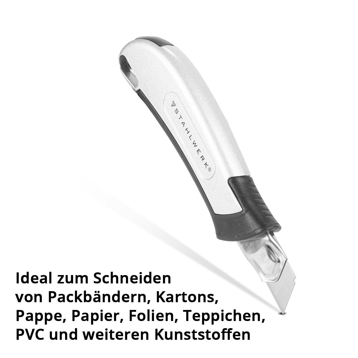 STAHLWERK Premium-Cuttermesser PCM-181 ST 5er Set mit 18 mm Abbrechklingen Profi Cutter | Teppichmesser | Sicherheitsmesser | Paketmesser | Kartonmesser