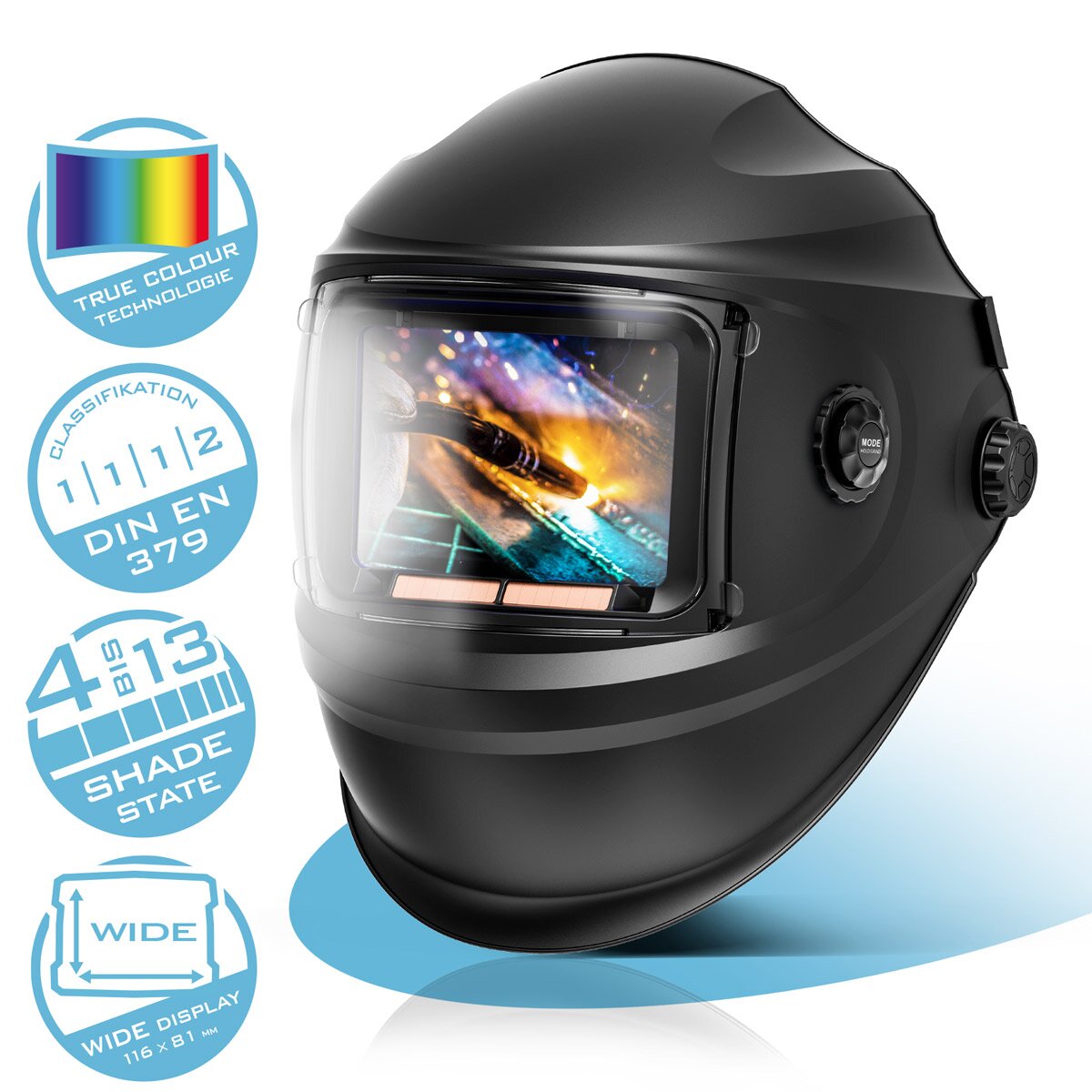 STAHLWERK Automatik-Schweißhelm BOOSTER 3-in-1 Schweißerhelm | Schweiß