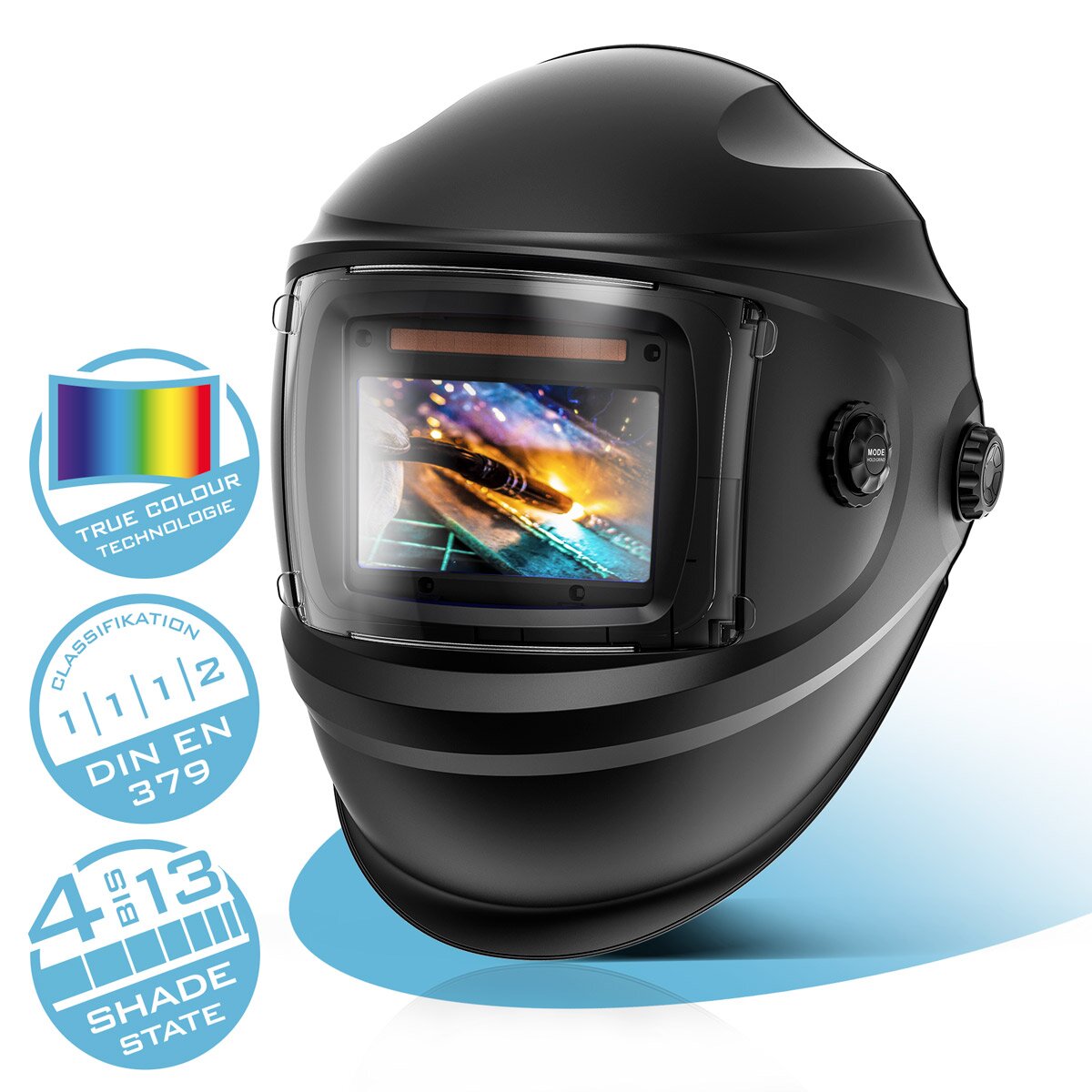 Steelworks Bullet Bullet Bullet 3-in-1 Bullet 3-in-1 | Segno di saldatura | Maschera di saldatura con riproduzione a colori True-Color-Lech, Din Din 4 a Din 13 e classe ottica 1/1/1/2