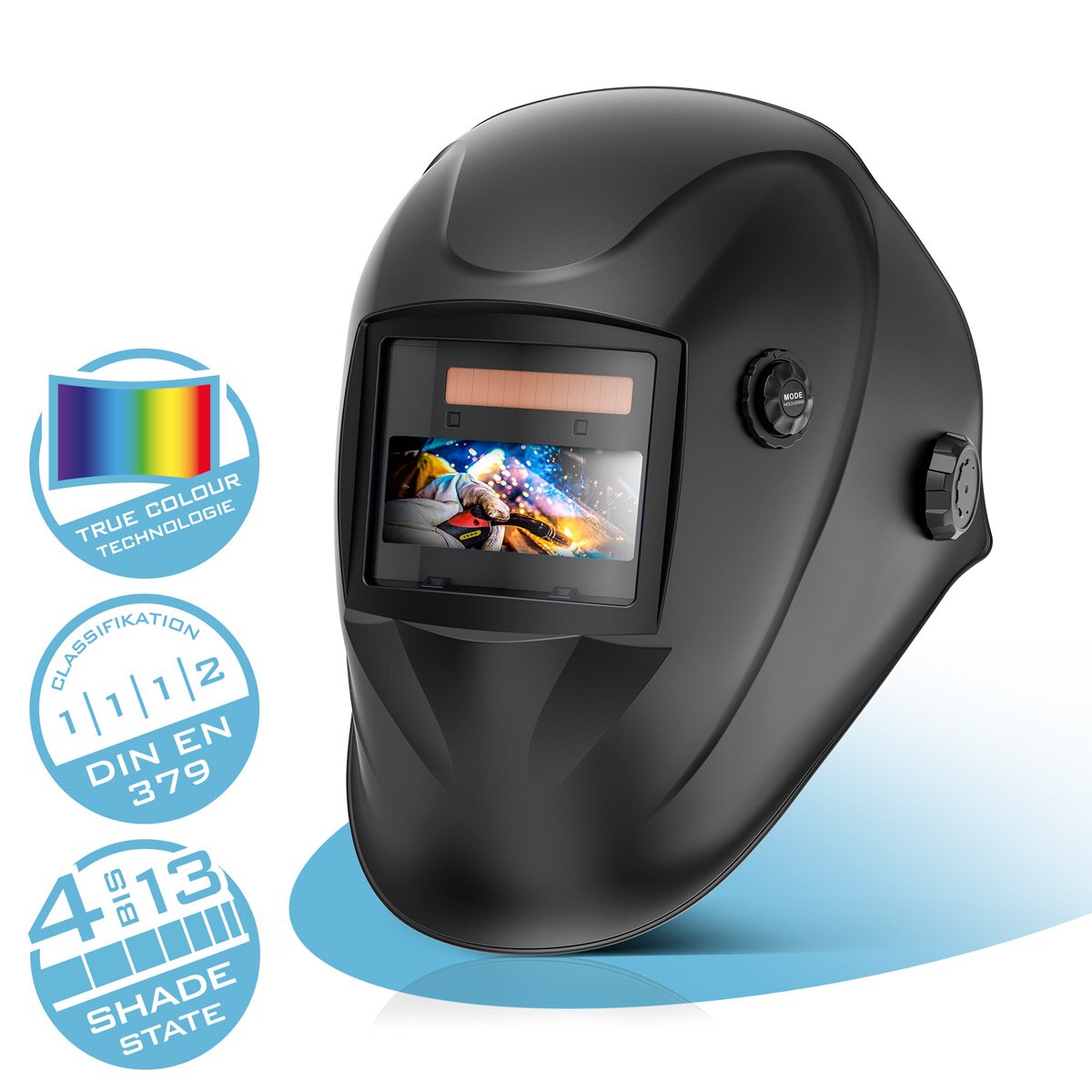 STAHLWERK Automatik-Schweißhelm WORKER 3-in-1 Schweißerhelm | Schweißschild | Schweißmaske mit True-Colour-Echtfarbwiedergabe, automatischer Abdunkelung DIN 4 bis DIN 13 und Optischer Klasse 1/1/1/2