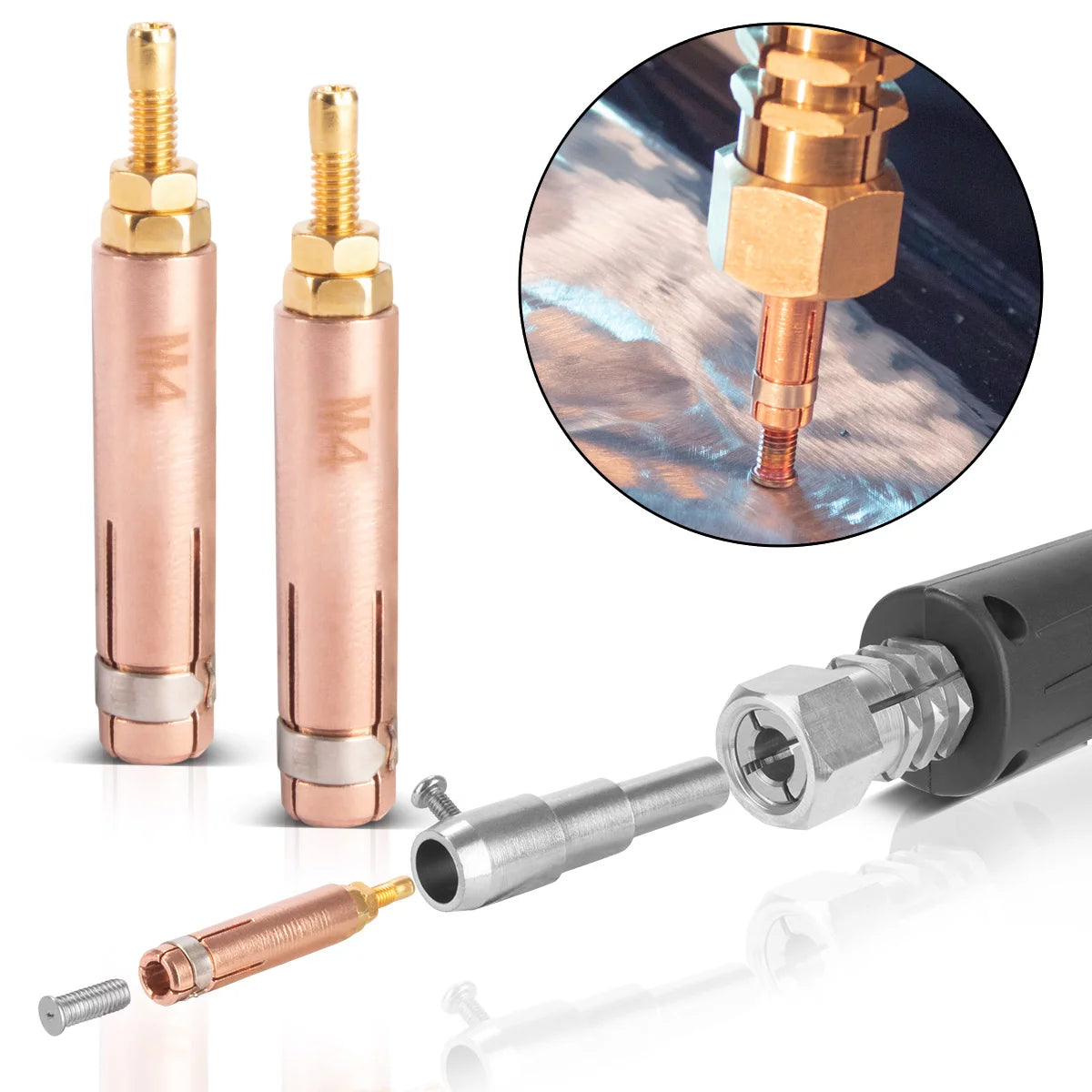 Çelik işleri 2 x nokta kaynak elektrotu Kaynak cıvatası için M4 dişli, DeFlate Sosyaları için Akıllı Onarım Aksesuarları / Dell Kaldırıcı / Dot Kaynak Cihazı / Drenaj Aracı Araç gövdelerini tamir etmek için