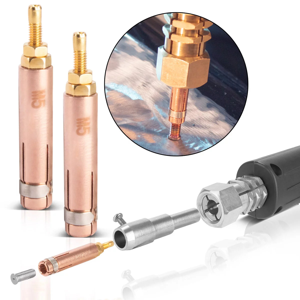 Steelworks 2 x DOTS Kaynak Elektrot Kaynak cıvatası için M5 dişli, DESIP Desen için Akıllı Onarım Aksesuarları / Dell Kaldırıcı / Dot Kaynak Cihazı / Drenaj Aracı Araç gövdelerini tamir etmek için