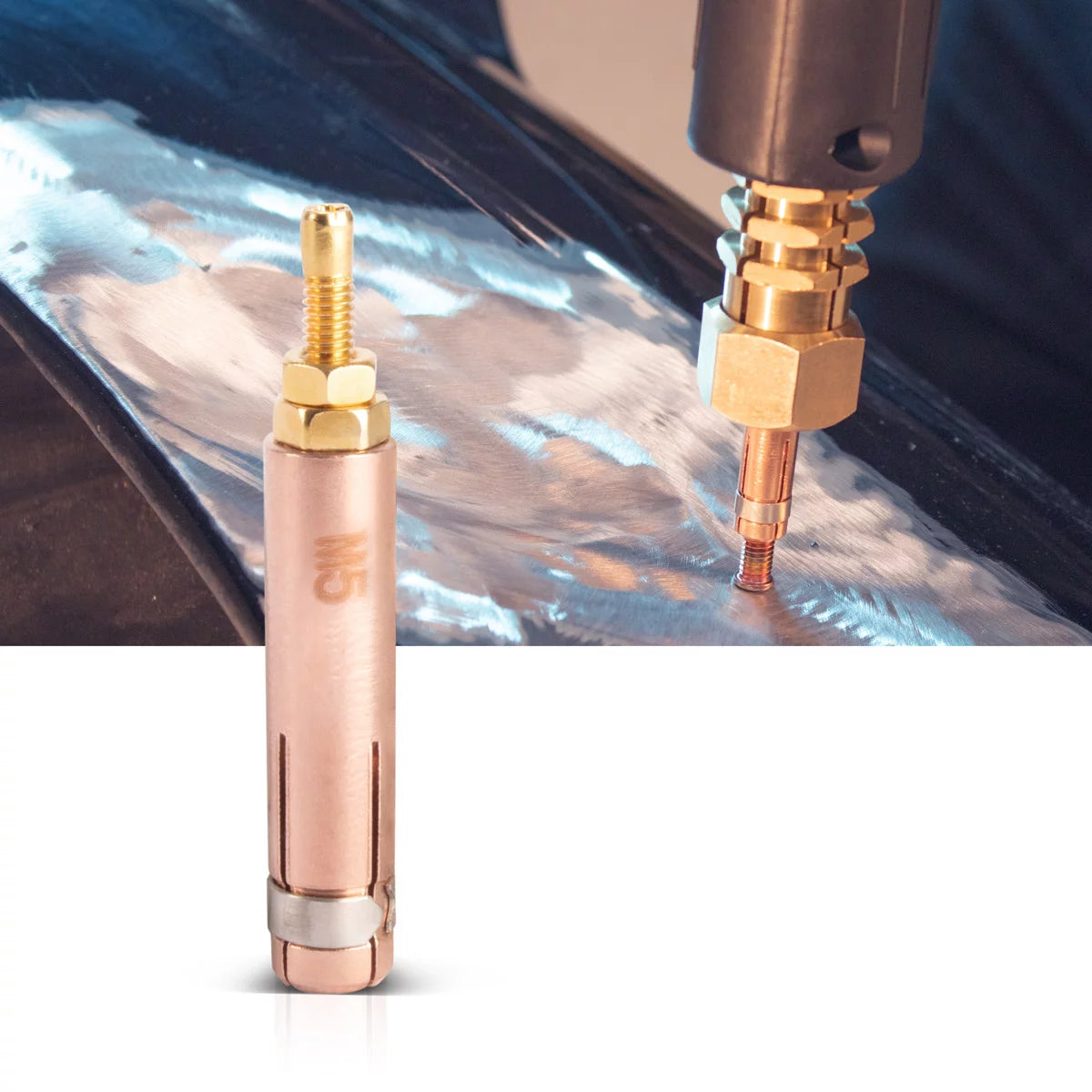 Electrodo de soldadura de DOT de Steelworks 2 x con rosca M5 para perno de soldadura, accesorios de reparación inteligente para Patrón Desip / Lifter Dell / Dispositivo de soldadura de puntos / herramienta de drenaje para reparar cuerpos de automóviles